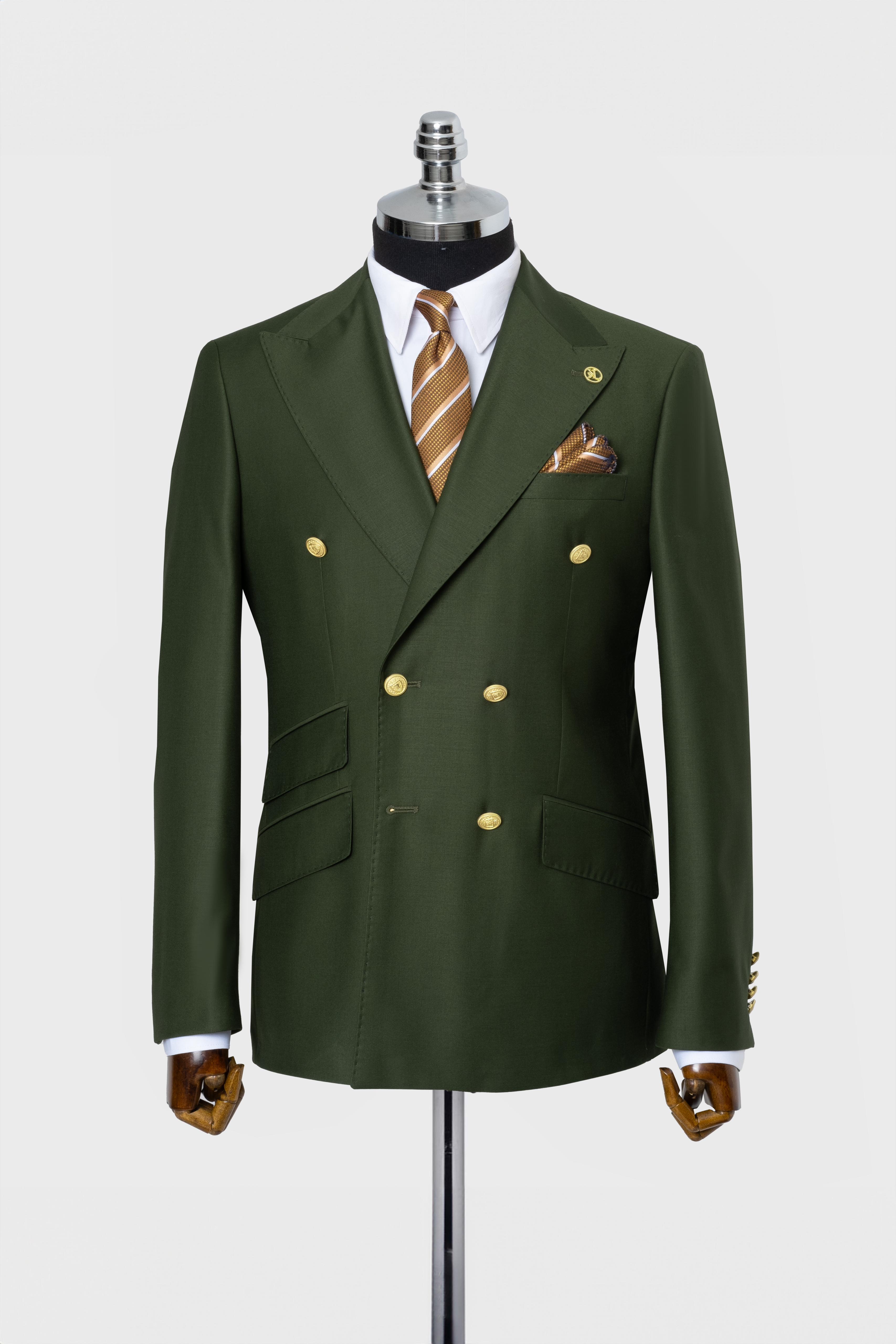 DOUBLE BREASTED SUIT GREEN - GOLD BUTTON