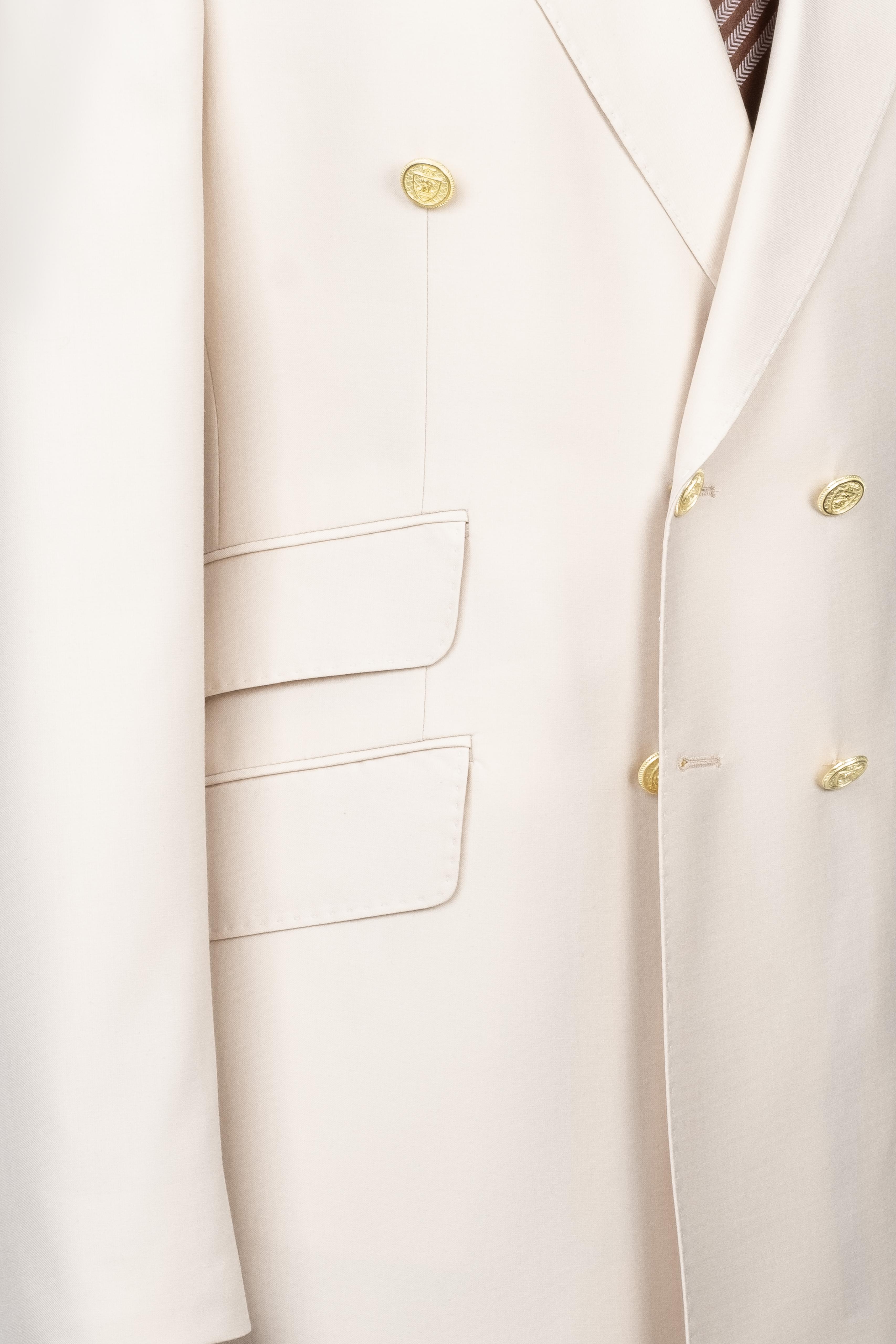 DOUBLE BREASTED SUIT OFF WHITE GOLD BUTTON