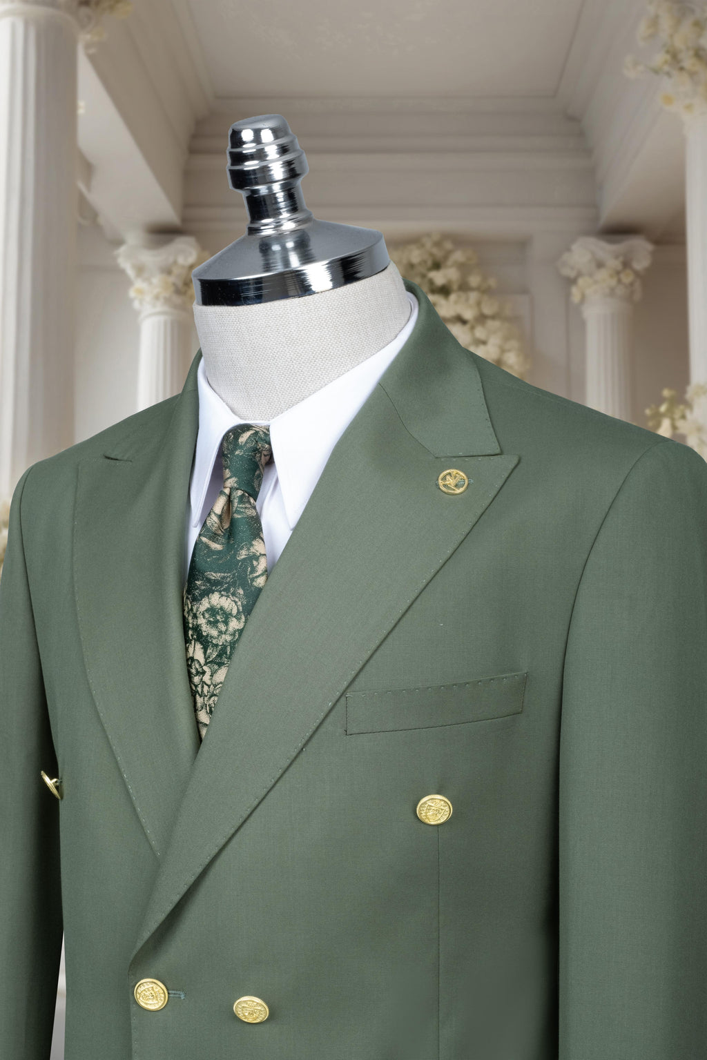 DOUBLE BREASTED SUIT GREEN - GOLD BUTTON