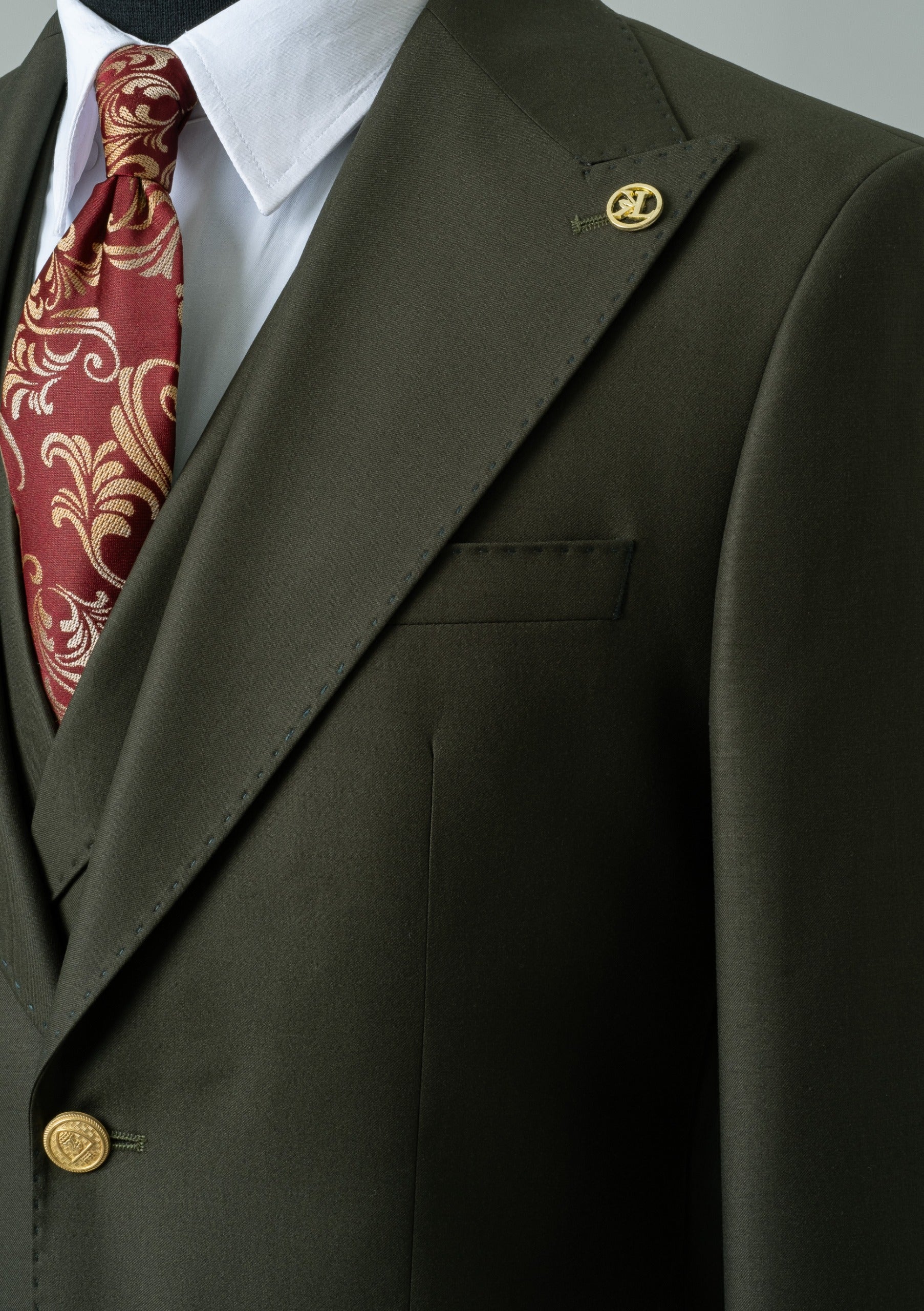 CLASSIC VEST SUIT GREEN  - GOLD BUTTON