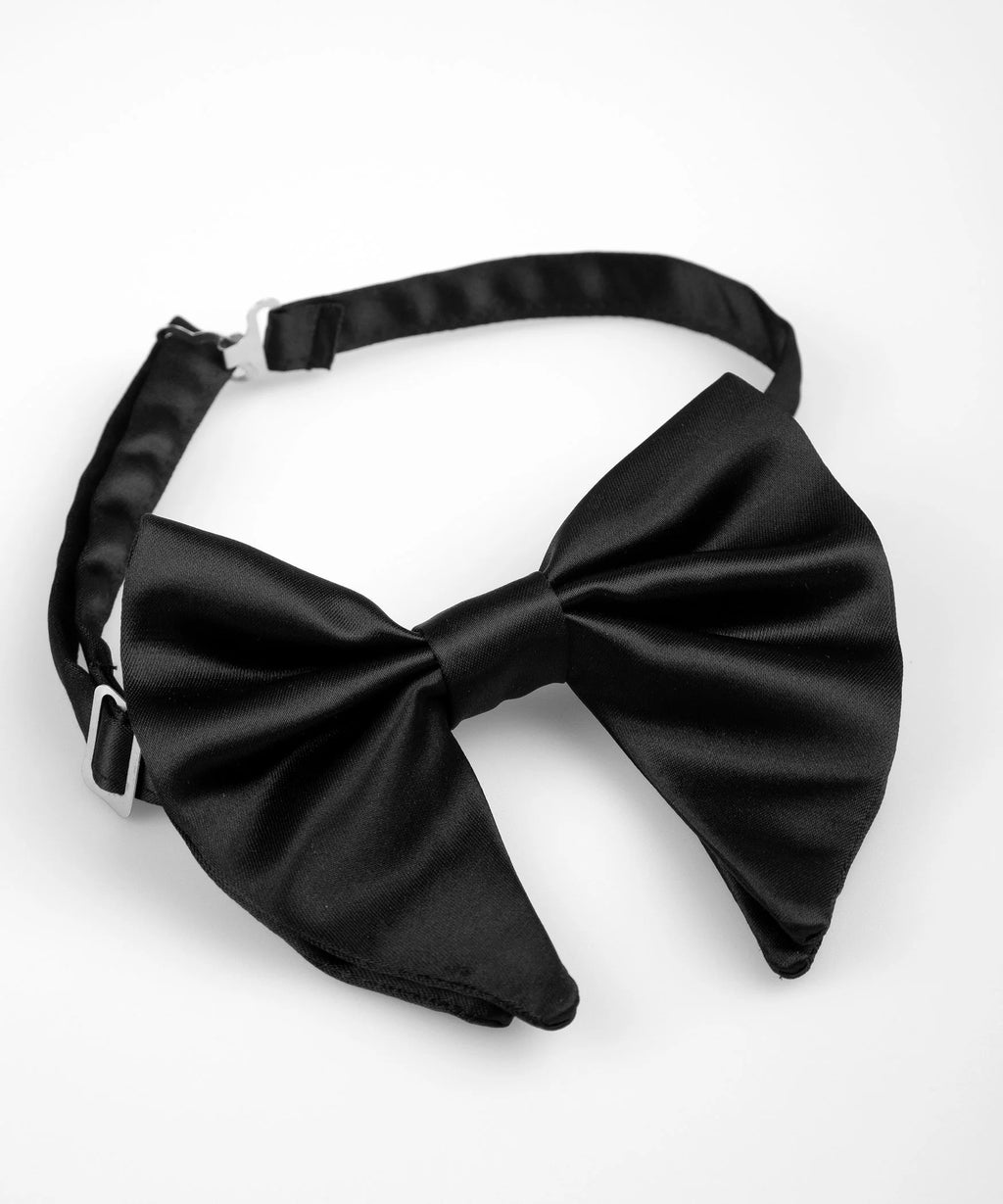 BLACK SATIN BUTTERFLY BOW TIE