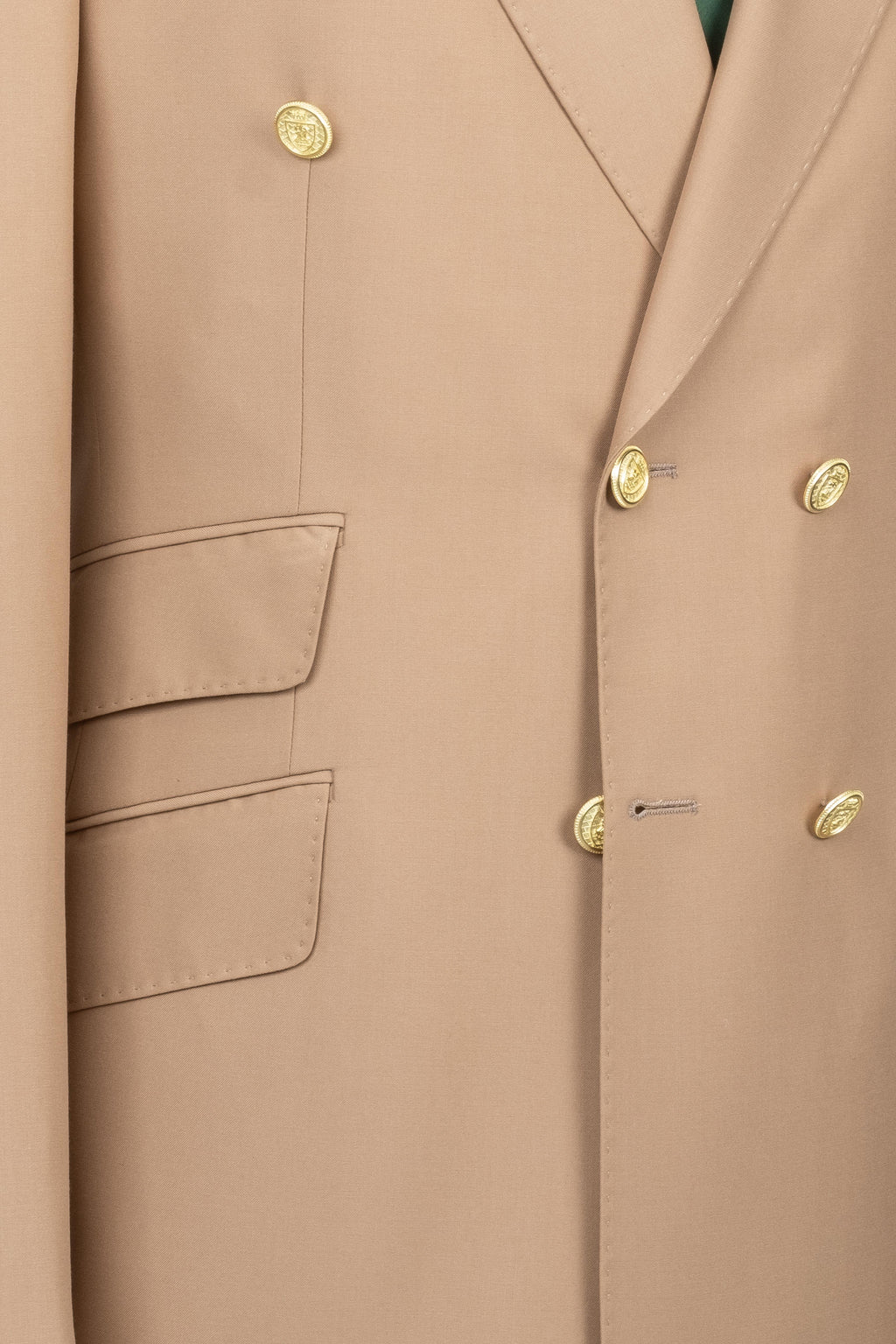 DOUBLE BREASTED SUIT BEIGE - GOLD BUTTON