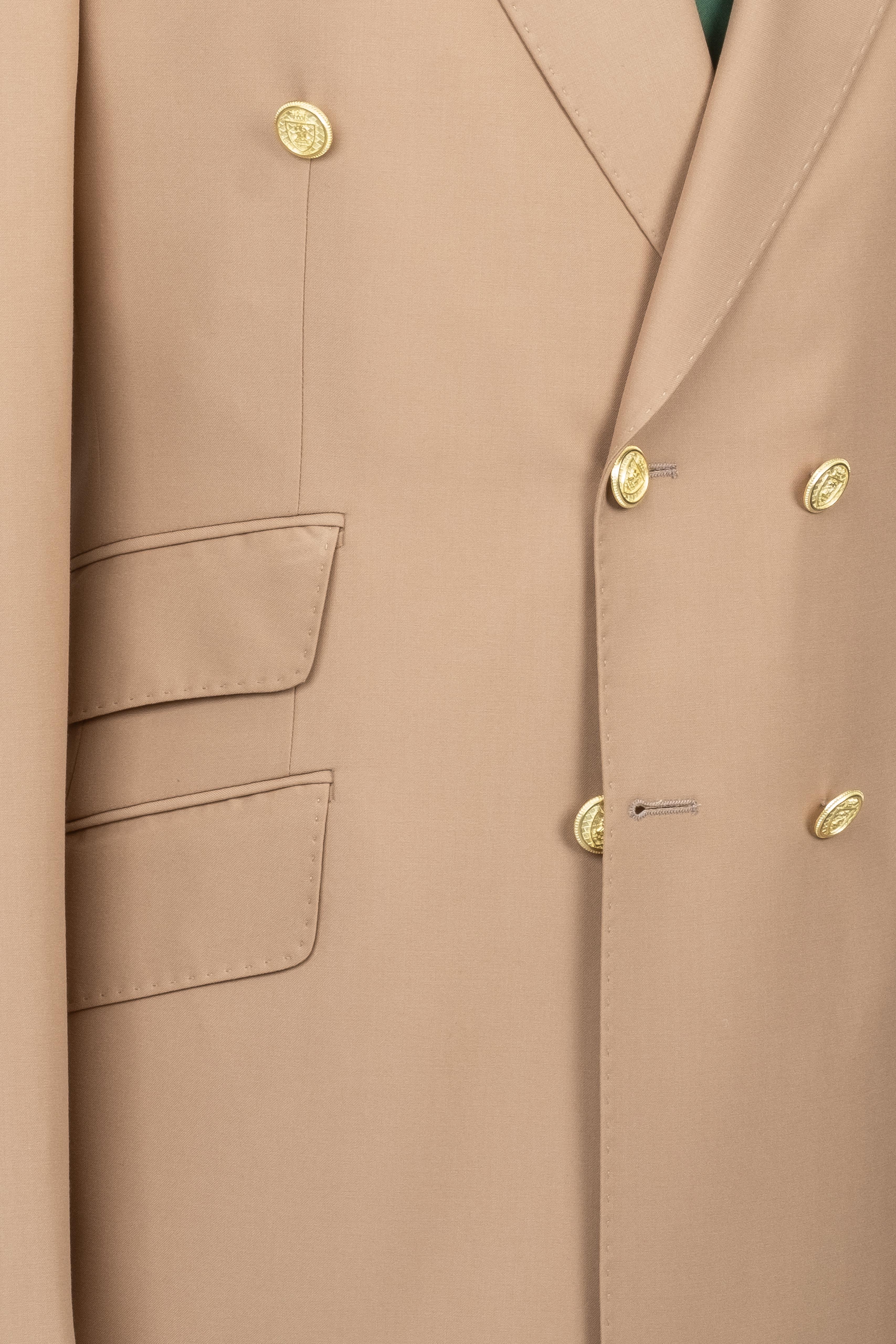 DOUBLE BREASTED SUIT BEIGE - GOLD BUTTON