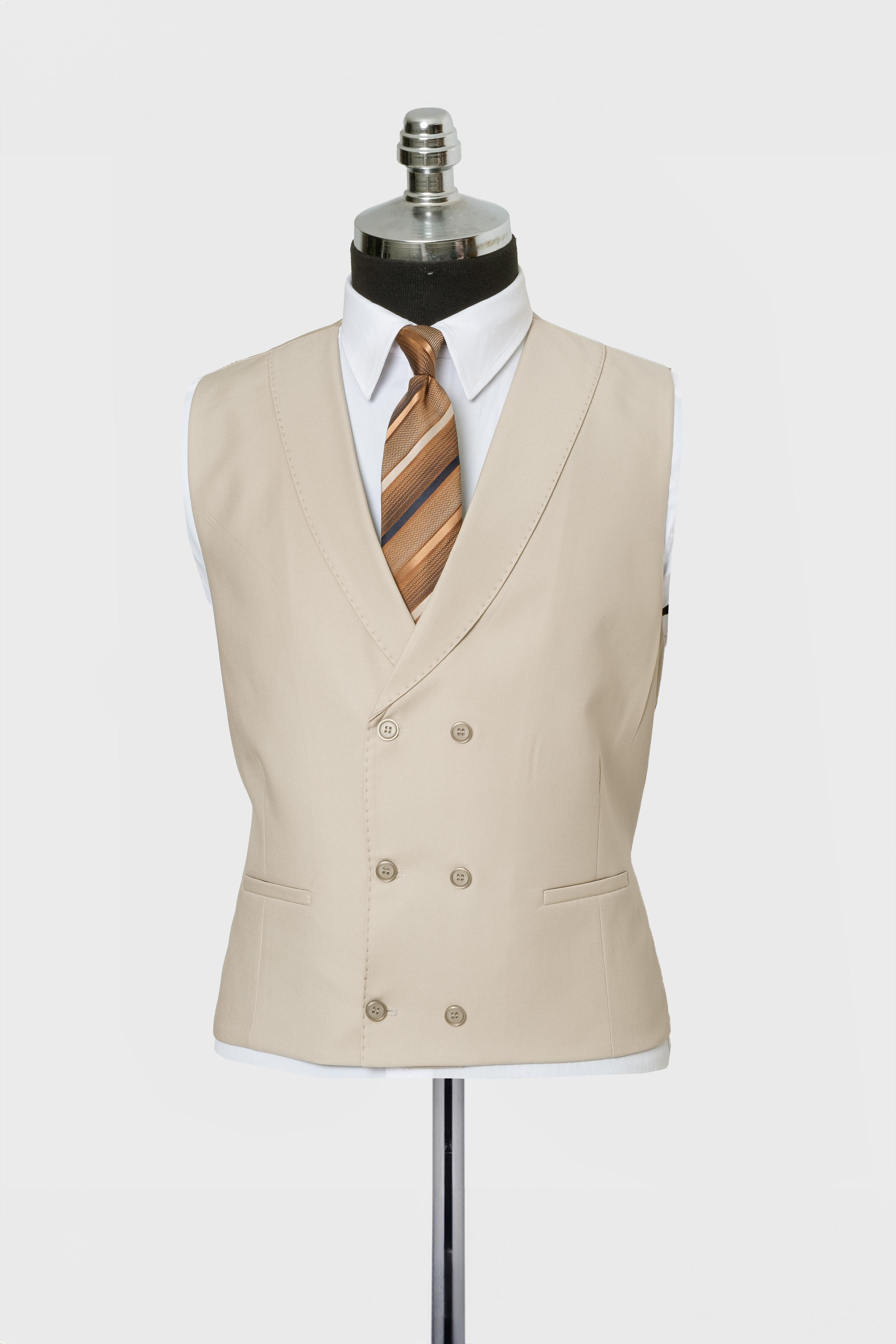 CLASSIC VEST SUIT BEIGE - GOLD BUTTON