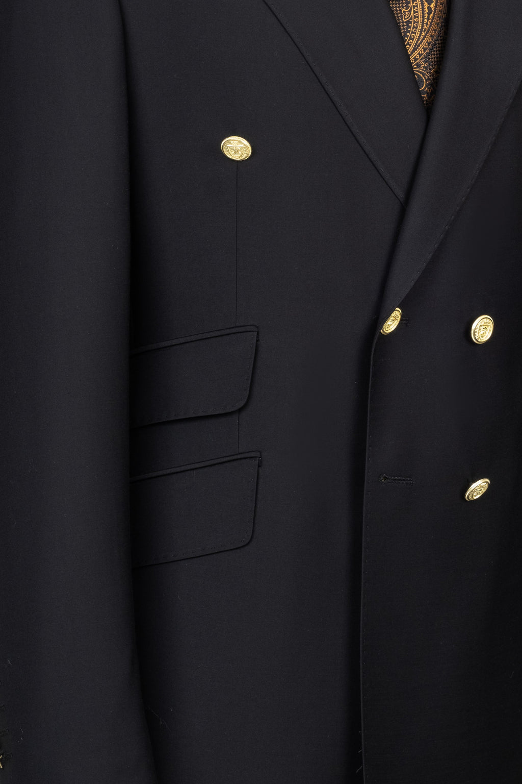 DOUBLE BREASTED SUIT BLACK - GOLD BUTTON