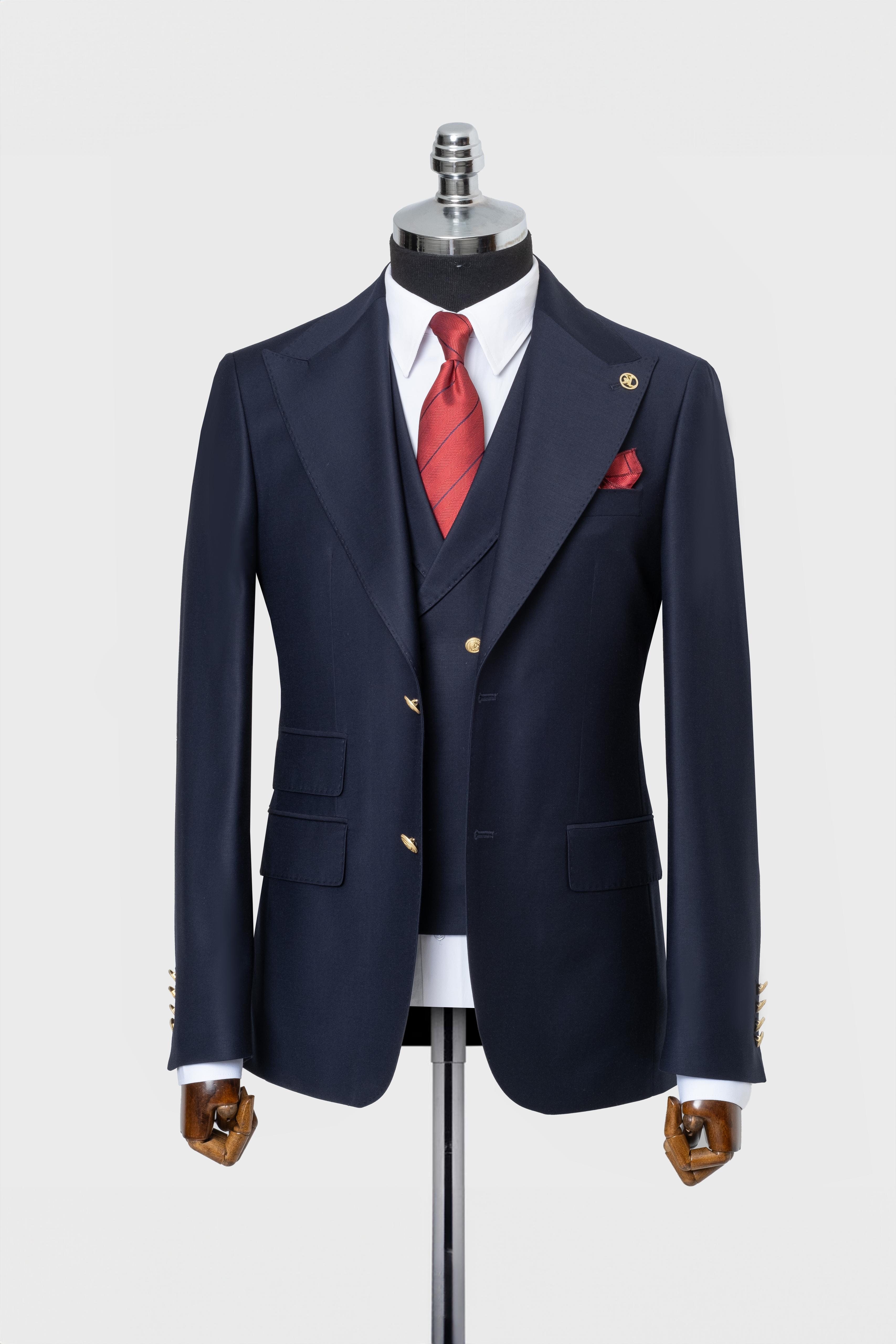 CLASSIC VEST SUIT NAVY BLUE - GOLD BUTTON
