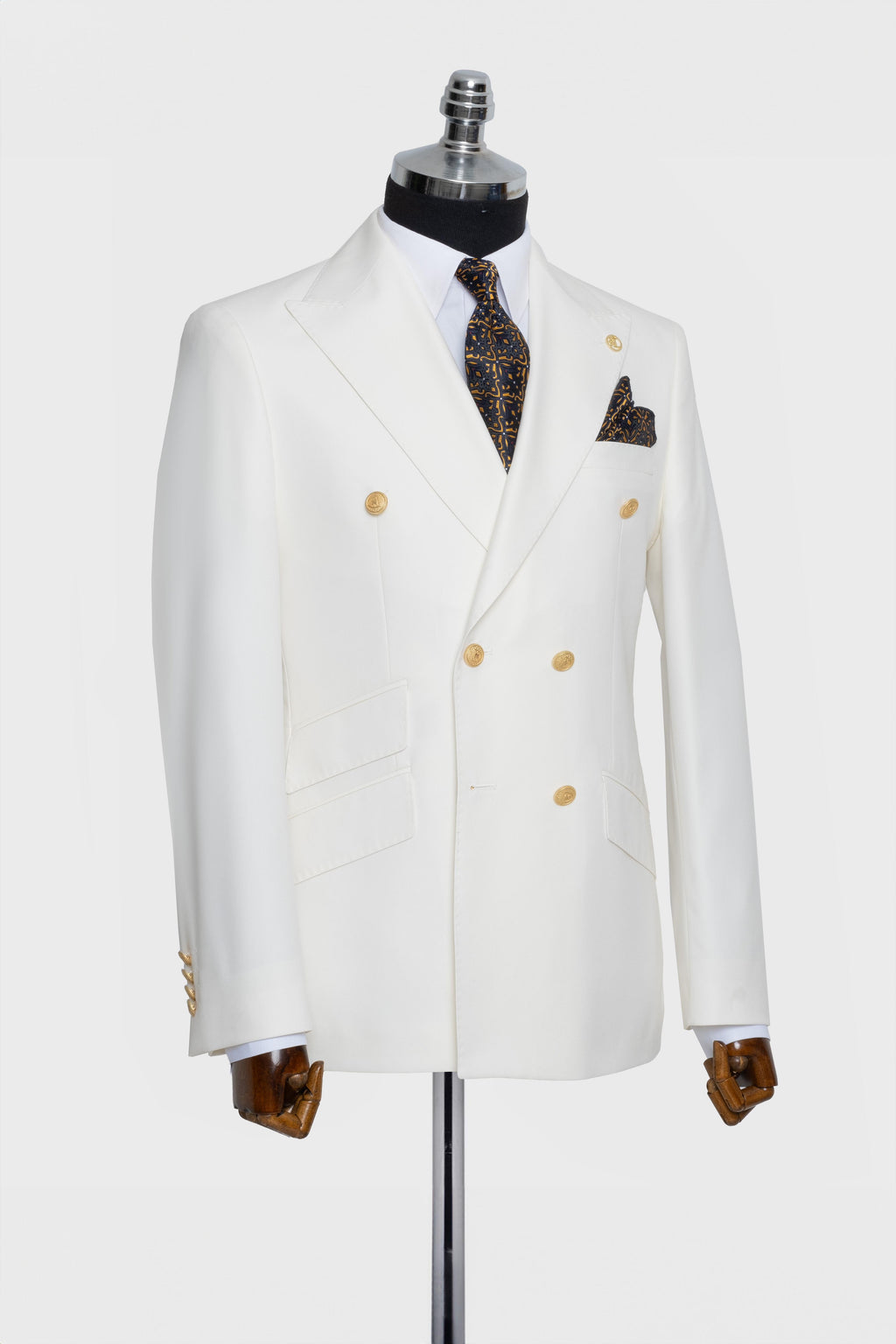 DOUBLE BREASTED SUIT WHITE - GOLD BUTTON