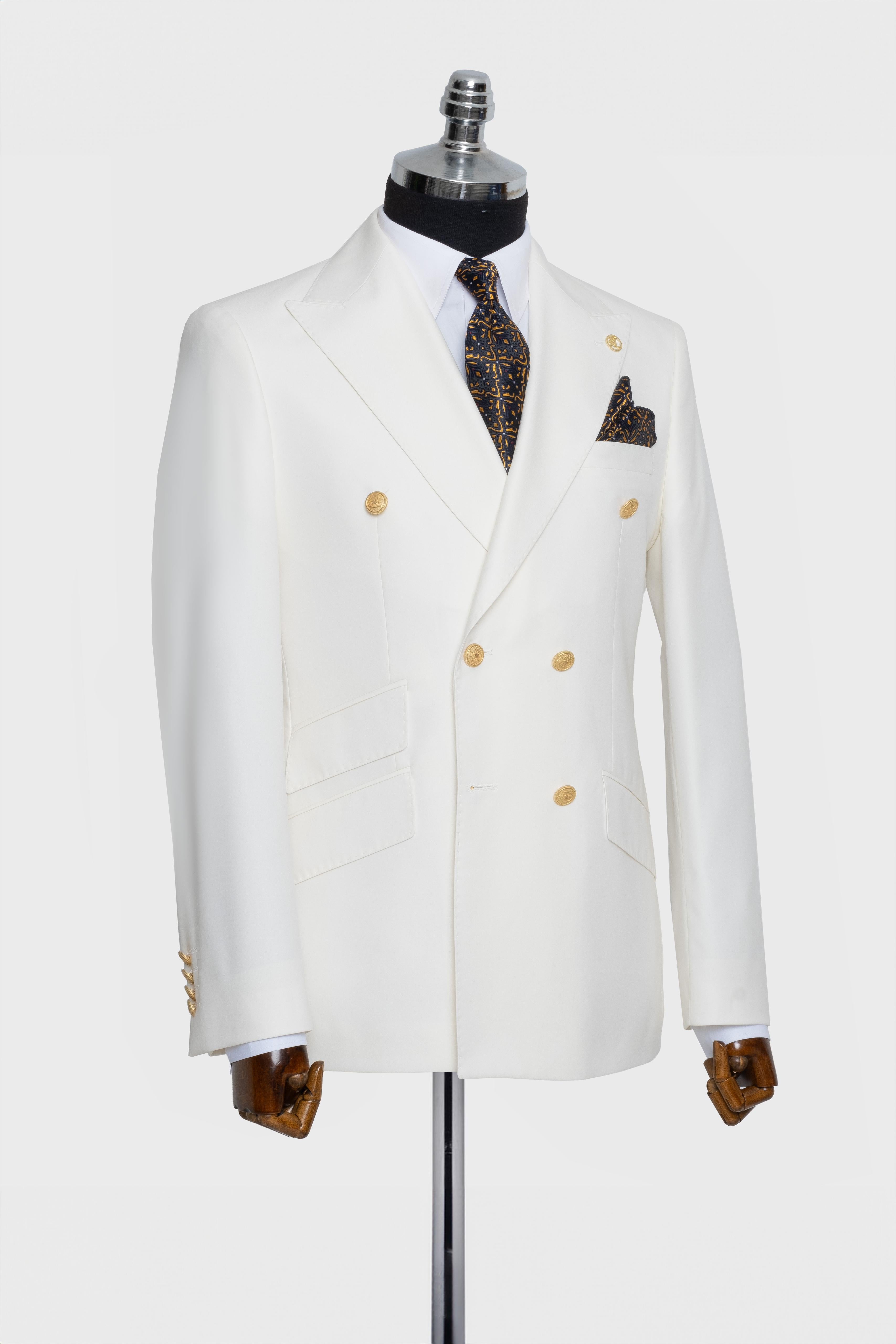 DOUBLE BREASTED SUIT WHITE - GOLD BUTTON
