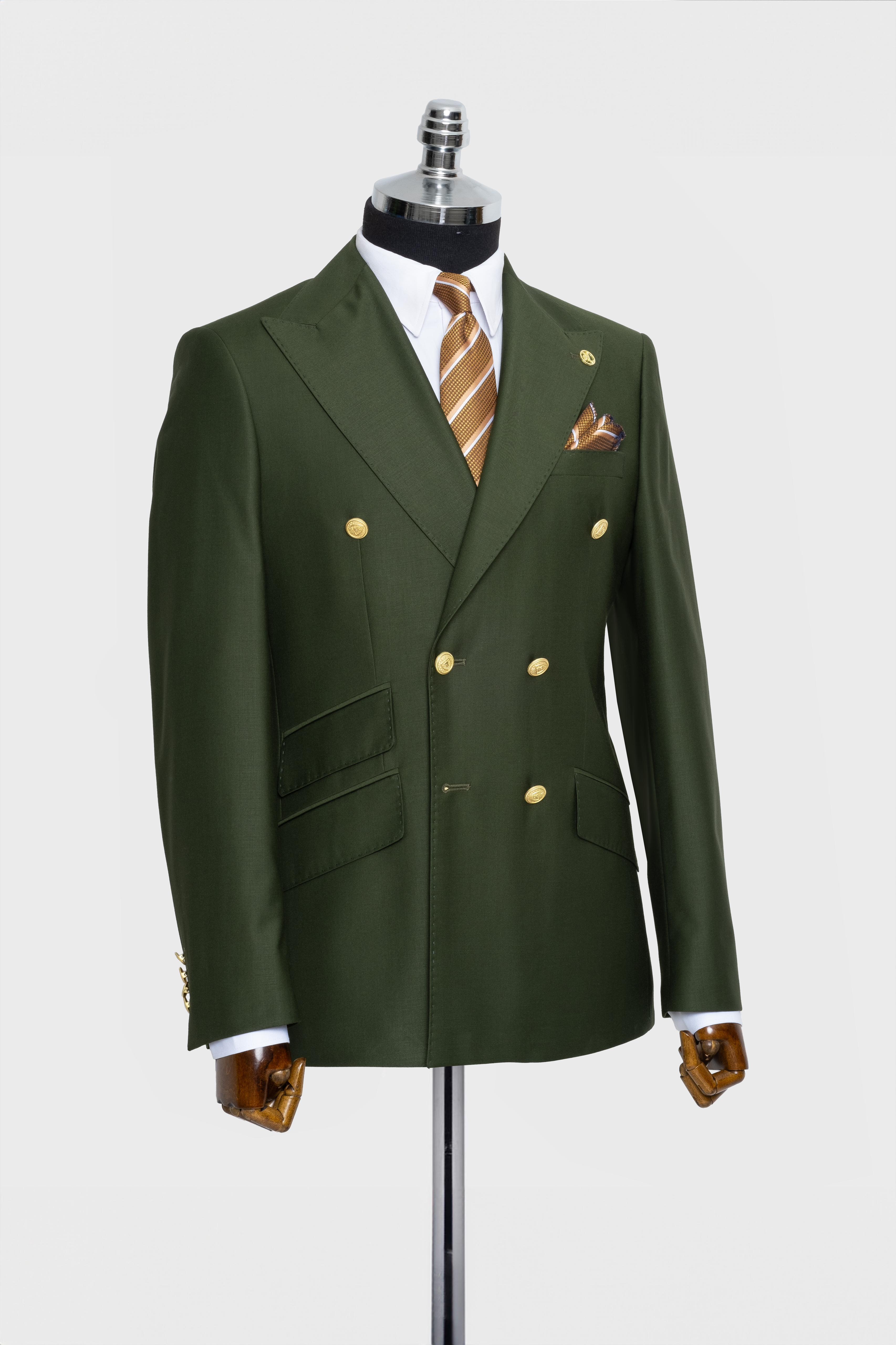 DOUBLE BREASTED SUIT GREEN - GOLD BUTTON