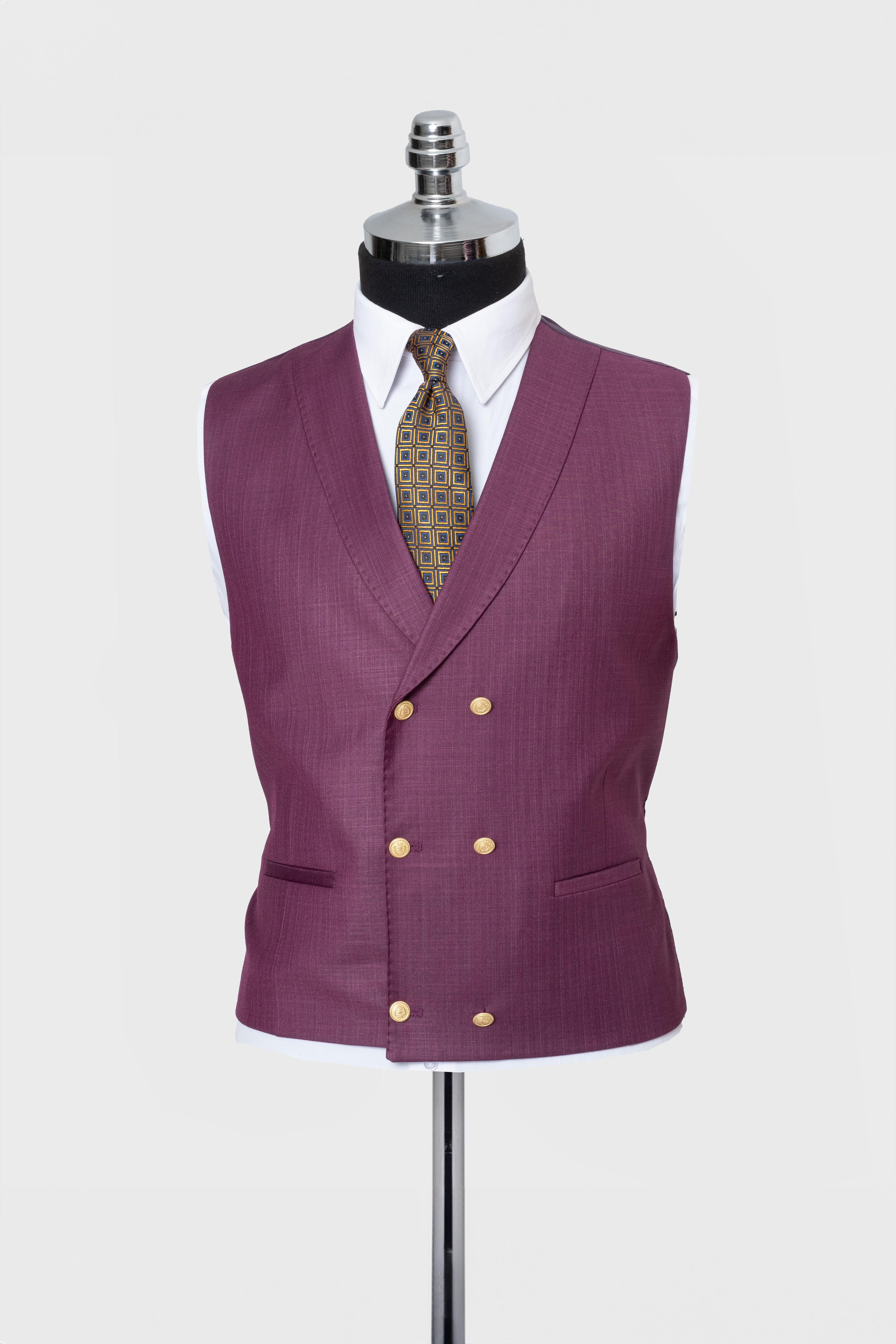 CLASSIC VEST SUIT FUCHSİA - GOLD BUTTON