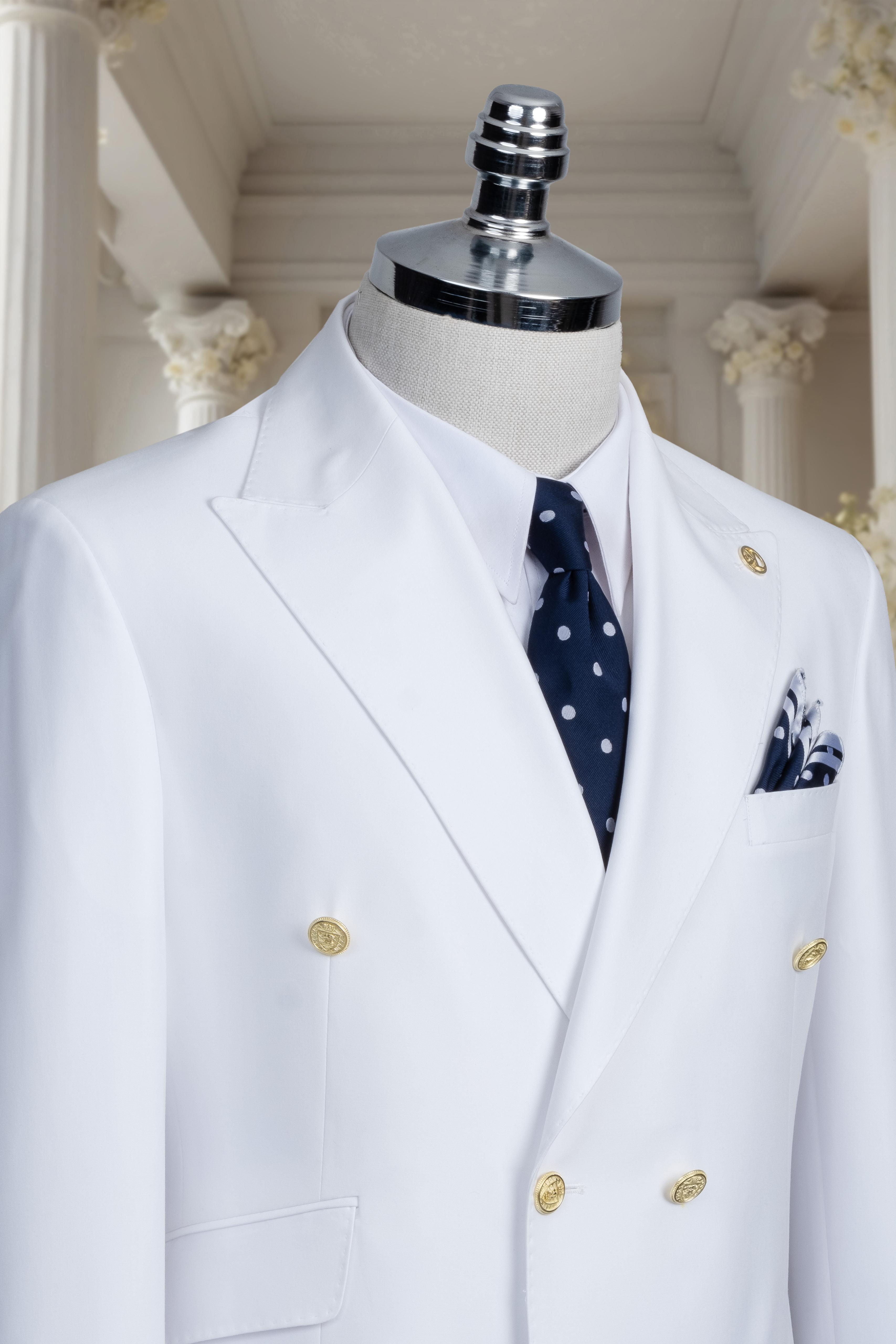 DOUBLE BREASTED SUIT WHITE - GOLD BUTTON