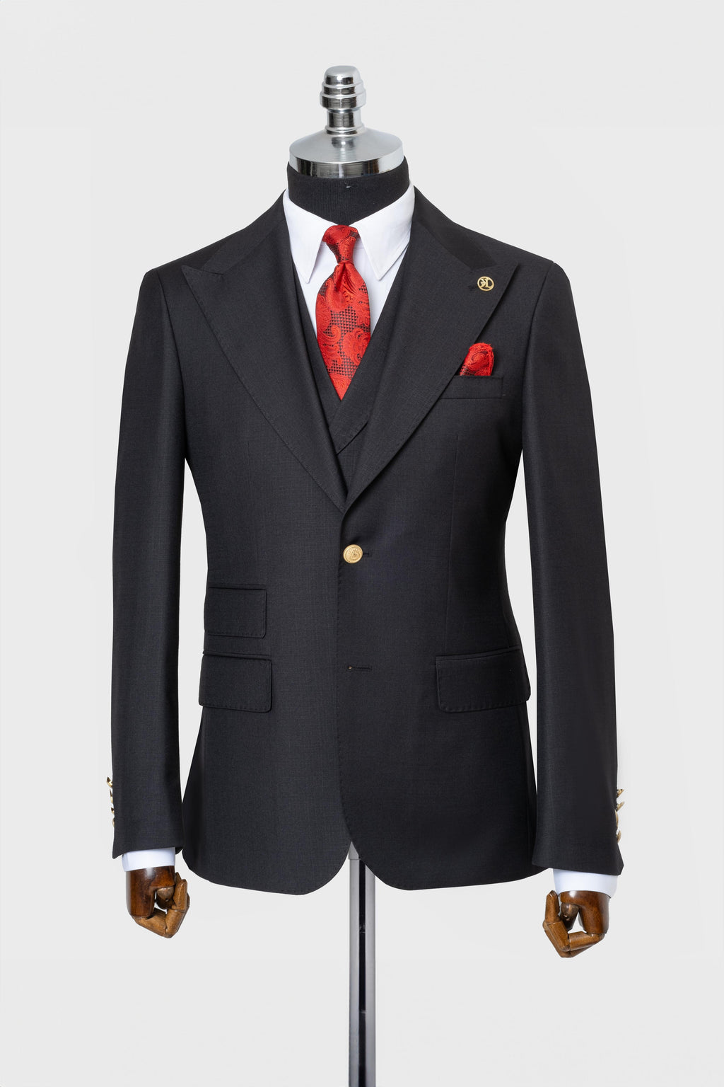 CLASSIC VEST SUIT BLACK - GOLD BUTTON