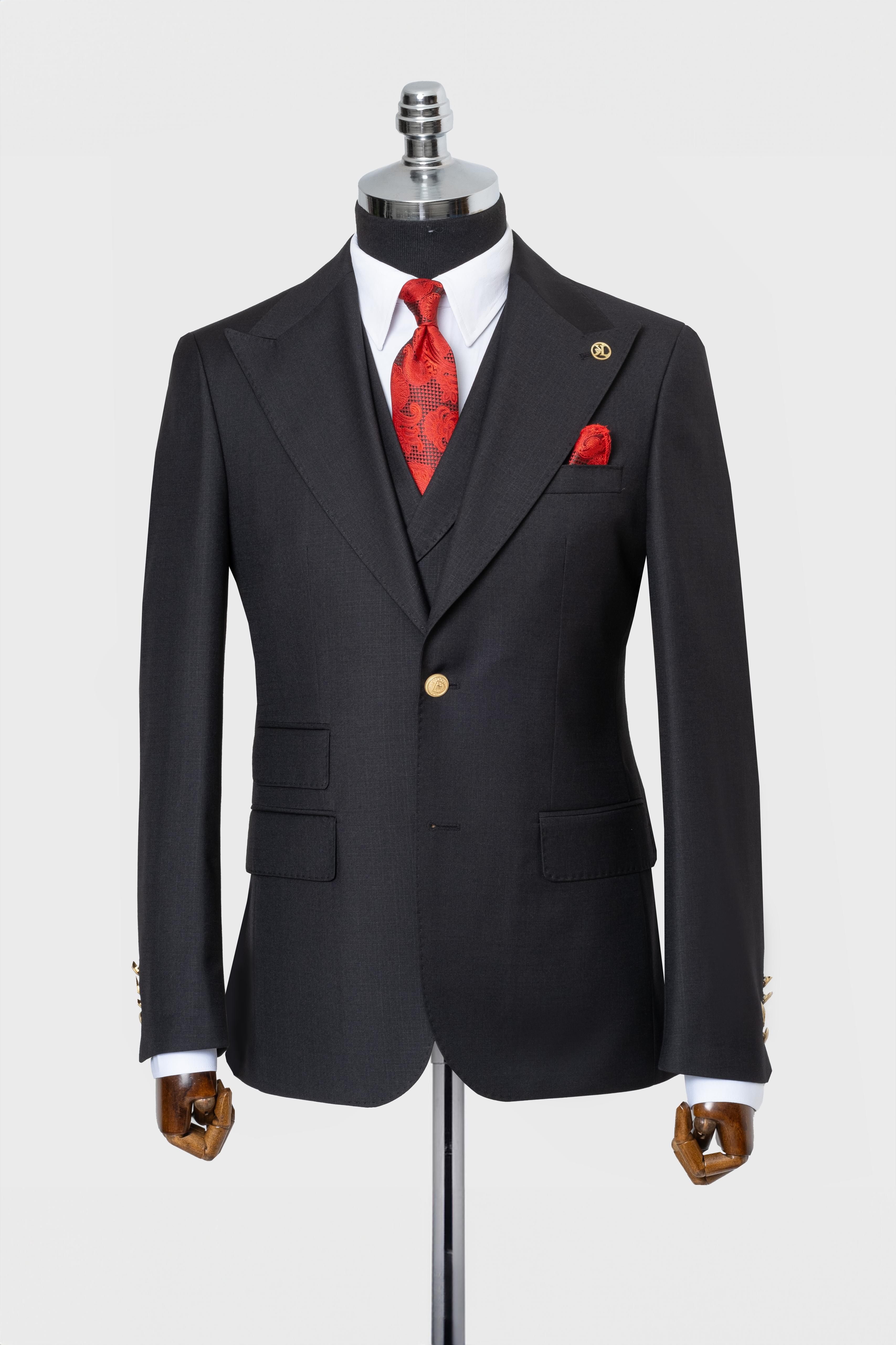 CLASSIC VEST SUIT BLACK - GOLD BUTTON