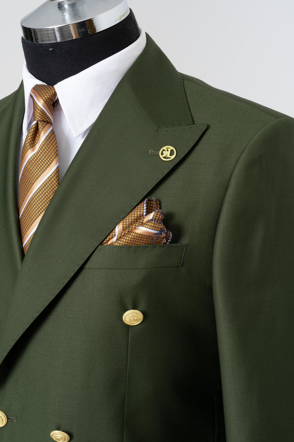 DOUBLE BREASTED SUIT GREEN - GOLD BUTTON