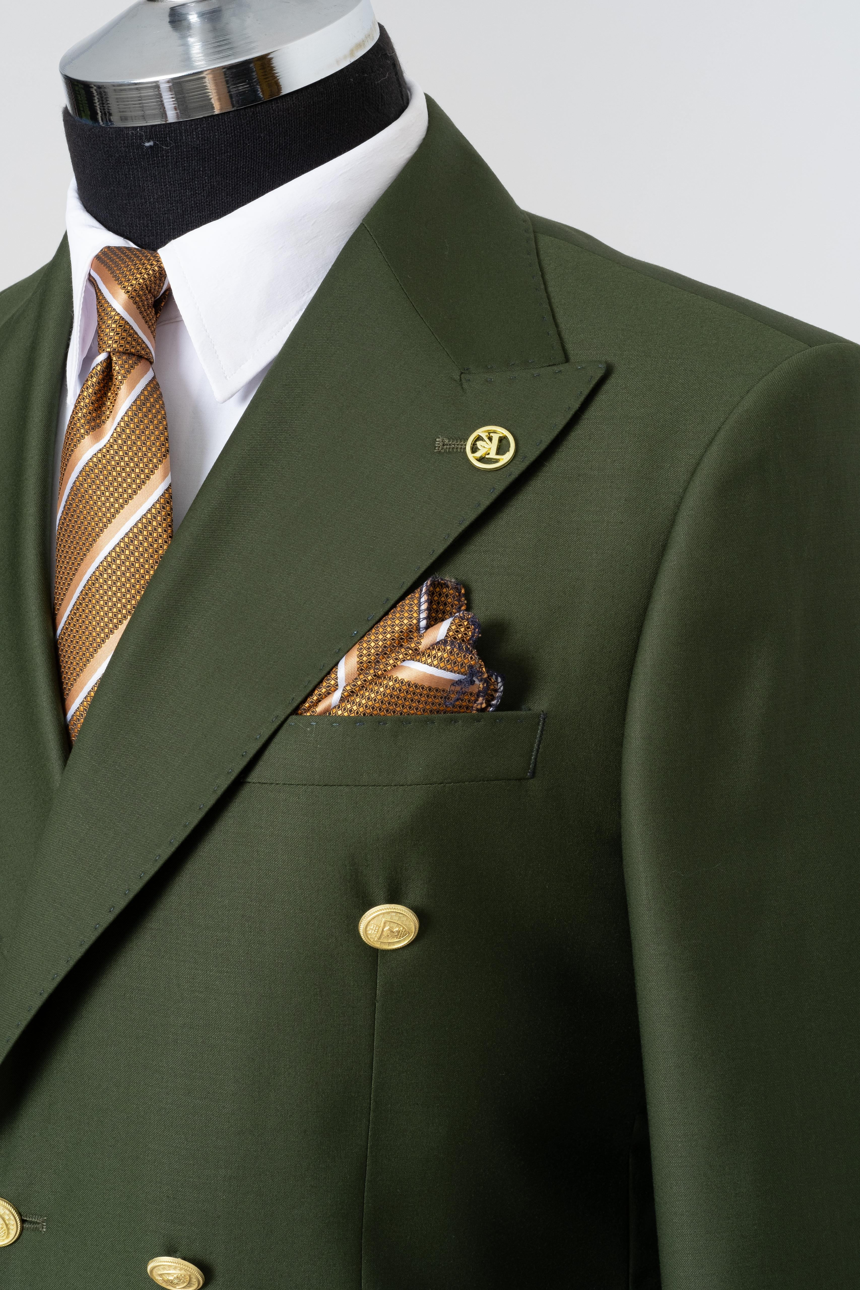 DOUBLE BREASTED SUIT GREEN - GOLD BUTTON