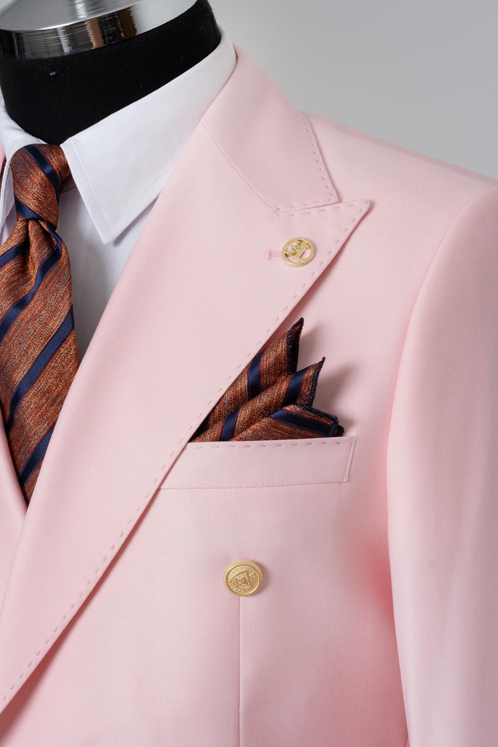 DOUBLE BREASTED SUIT PINK - GOLD BUTTON