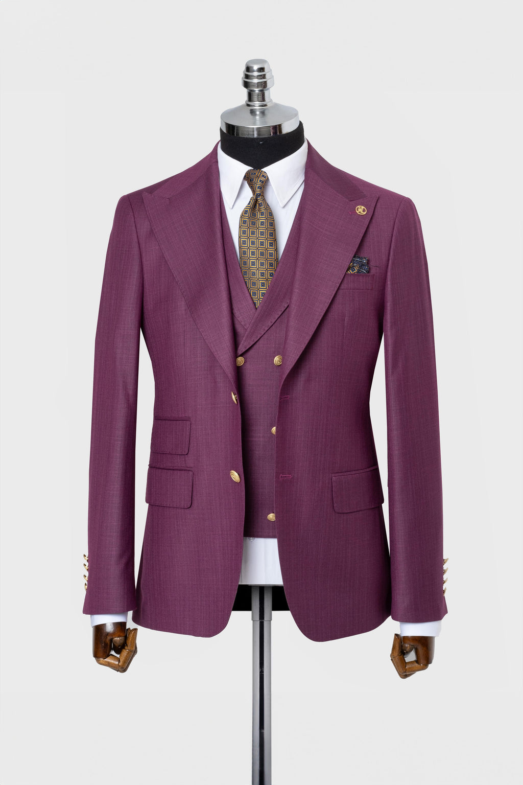 CLASSIC VEST SUIT FUCHSİA - GOLD BUTTON