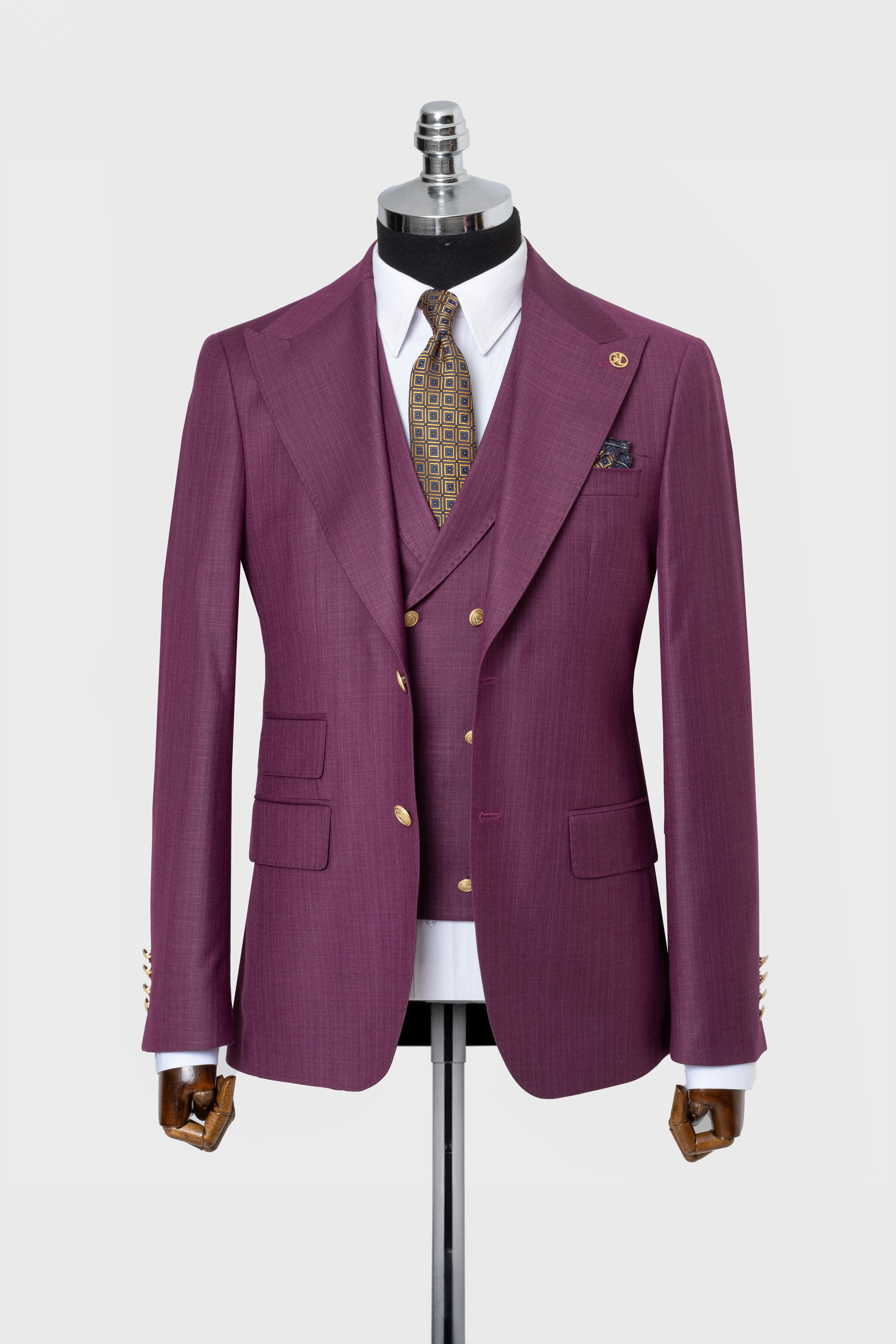 CLASSIC VEST SUIT FUCHSİA - GOLD BUTTON