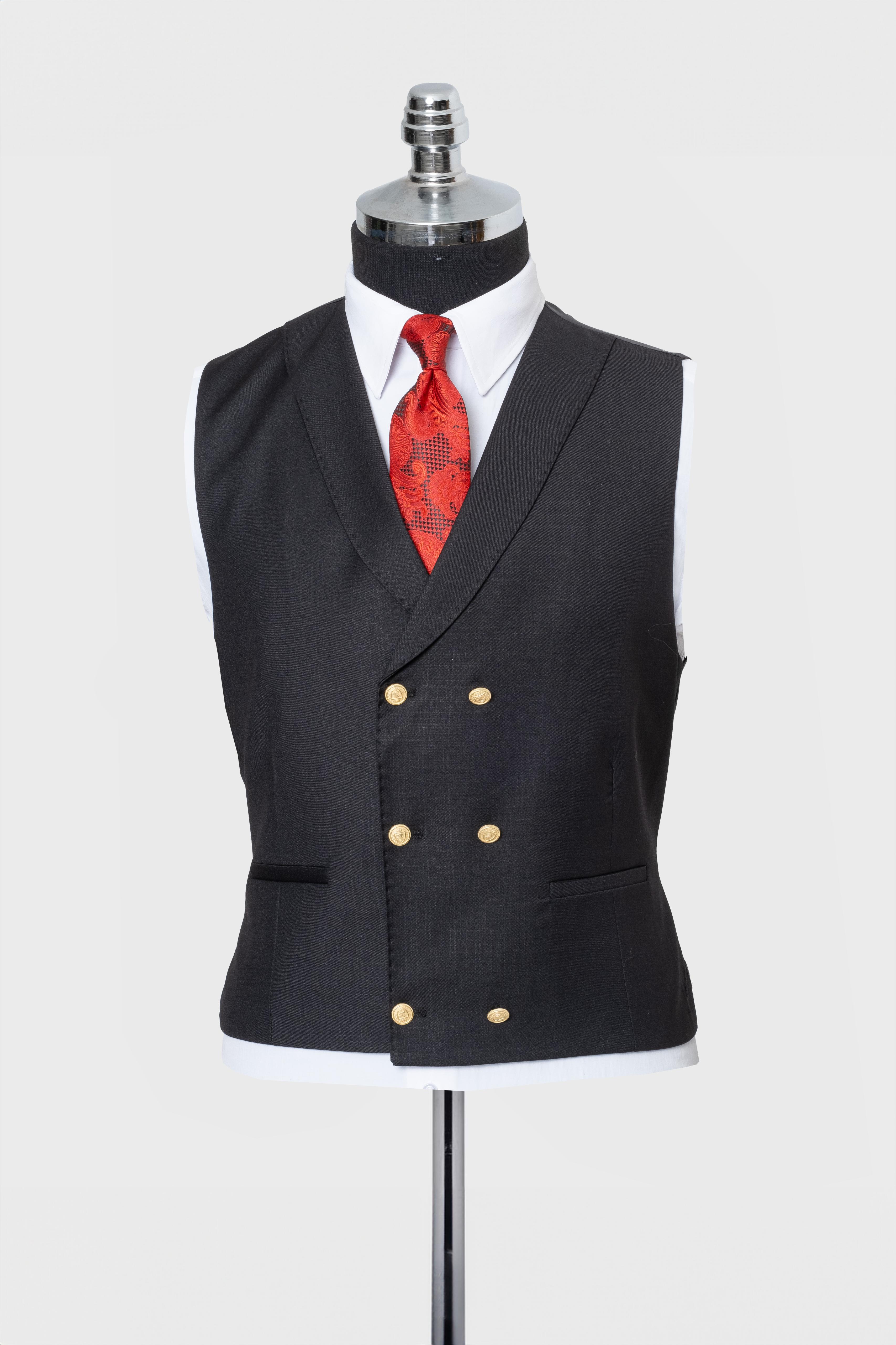 CLASSIC VEST SUIT BLACK - GOLD BUTTON
