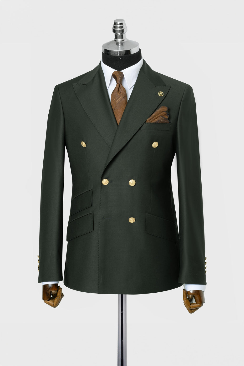 DOUBLE BREASTED SUIT GREEN - GOLD BUTTON