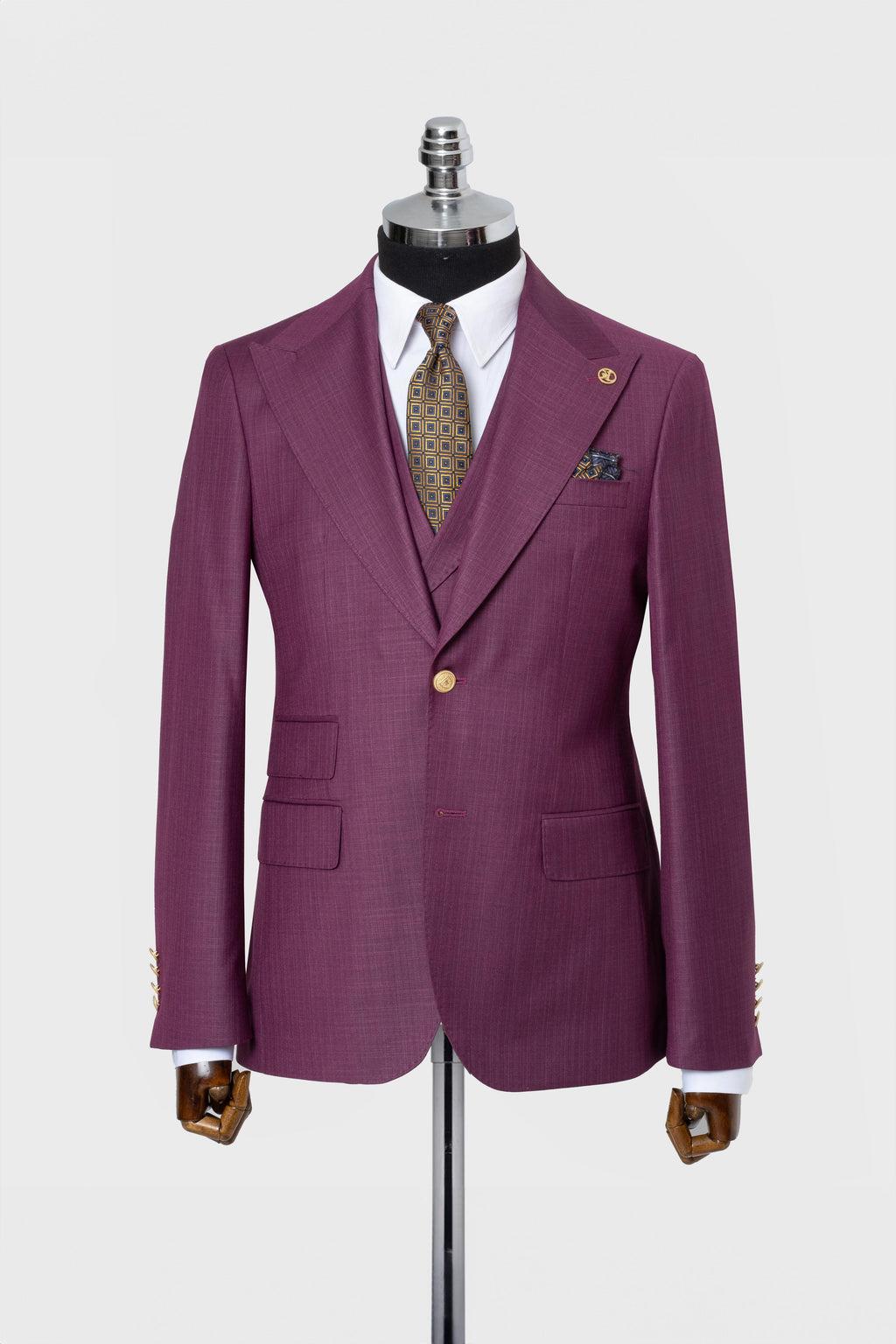 CLASSIC VEST SUIT FUCHSİA - GOLD BUTTON