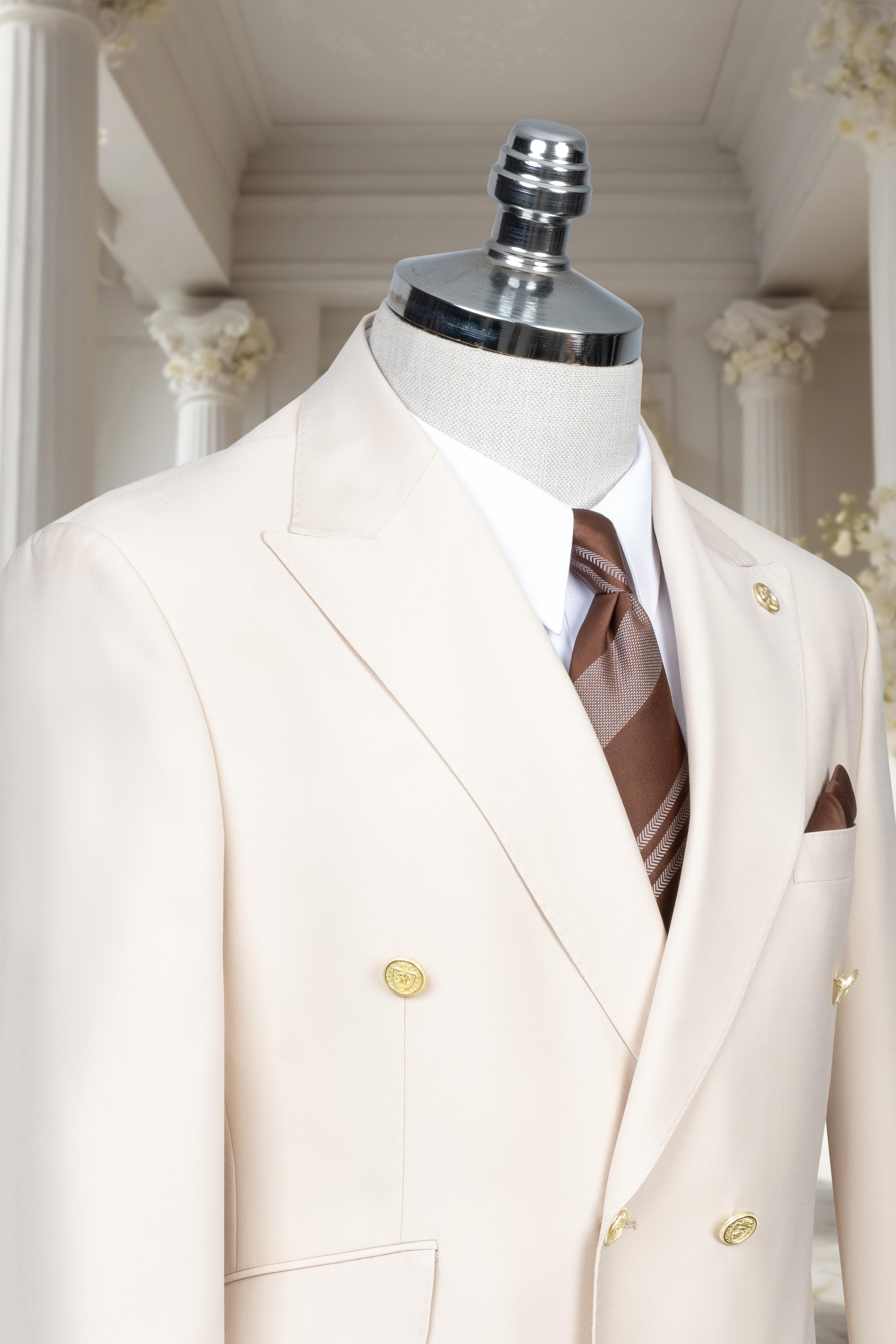 DOUBLE BREASTED SUIT OFF WHITE GOLD BUTTON