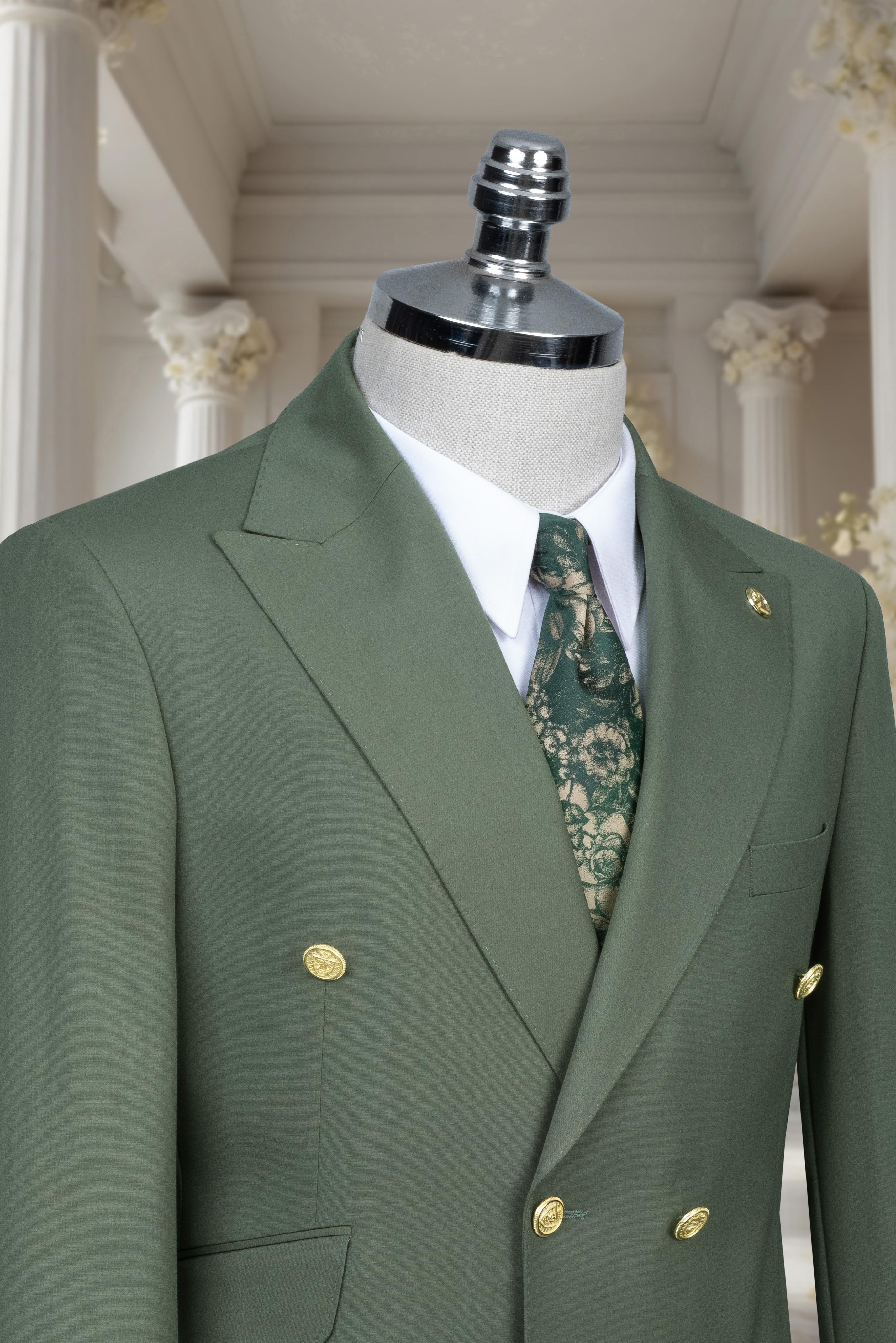 DOUBLE BREASTED SUIT GREEN - GOLD BUTTON