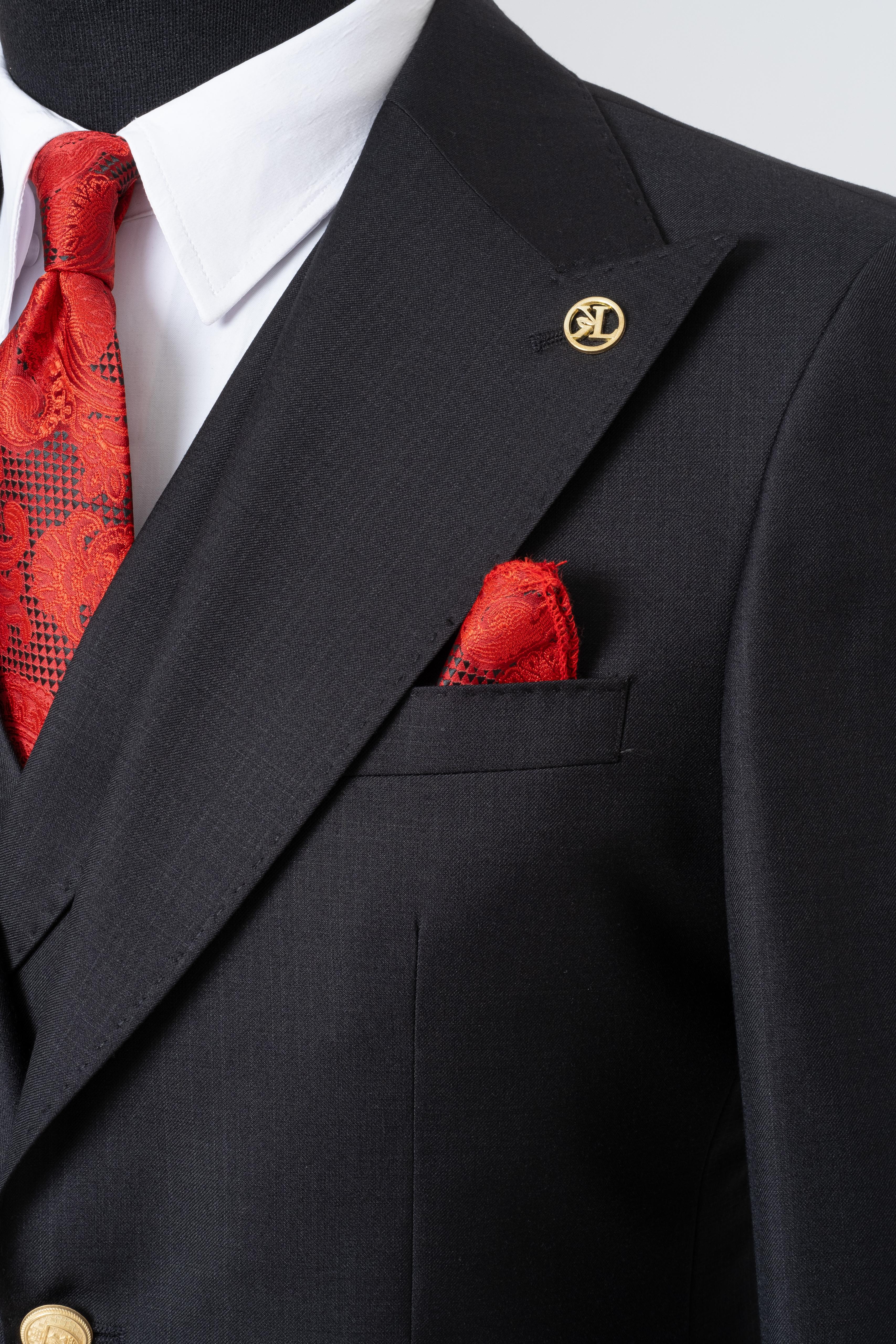 CLASSIC VEST SUIT BLACK - GOLD BUTTON