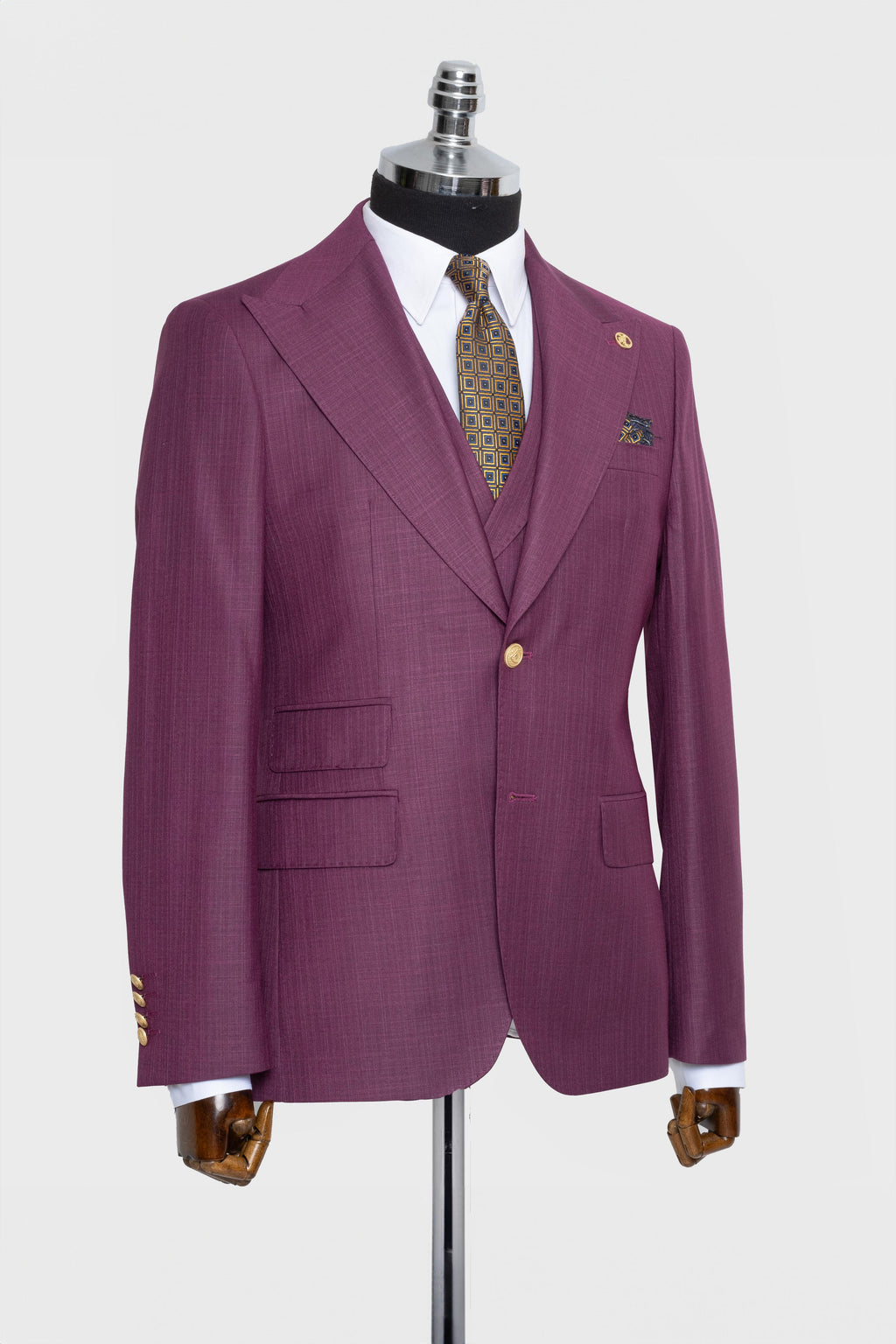 CLASSIC VEST SUIT FUCHSİA - GOLD BUTTON