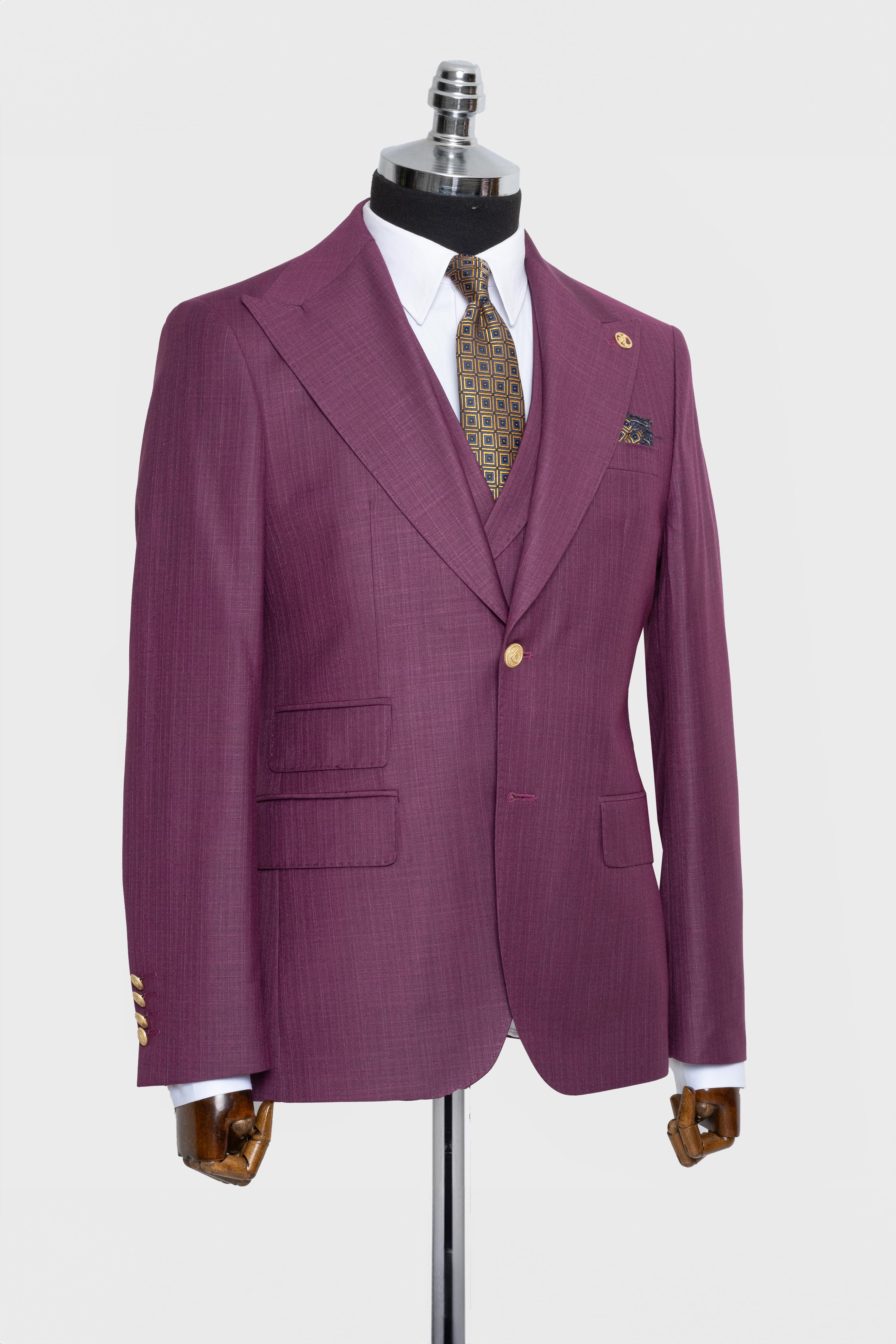 CLASSIC VEST SUIT FUCHSİA - GOLD BUTTON