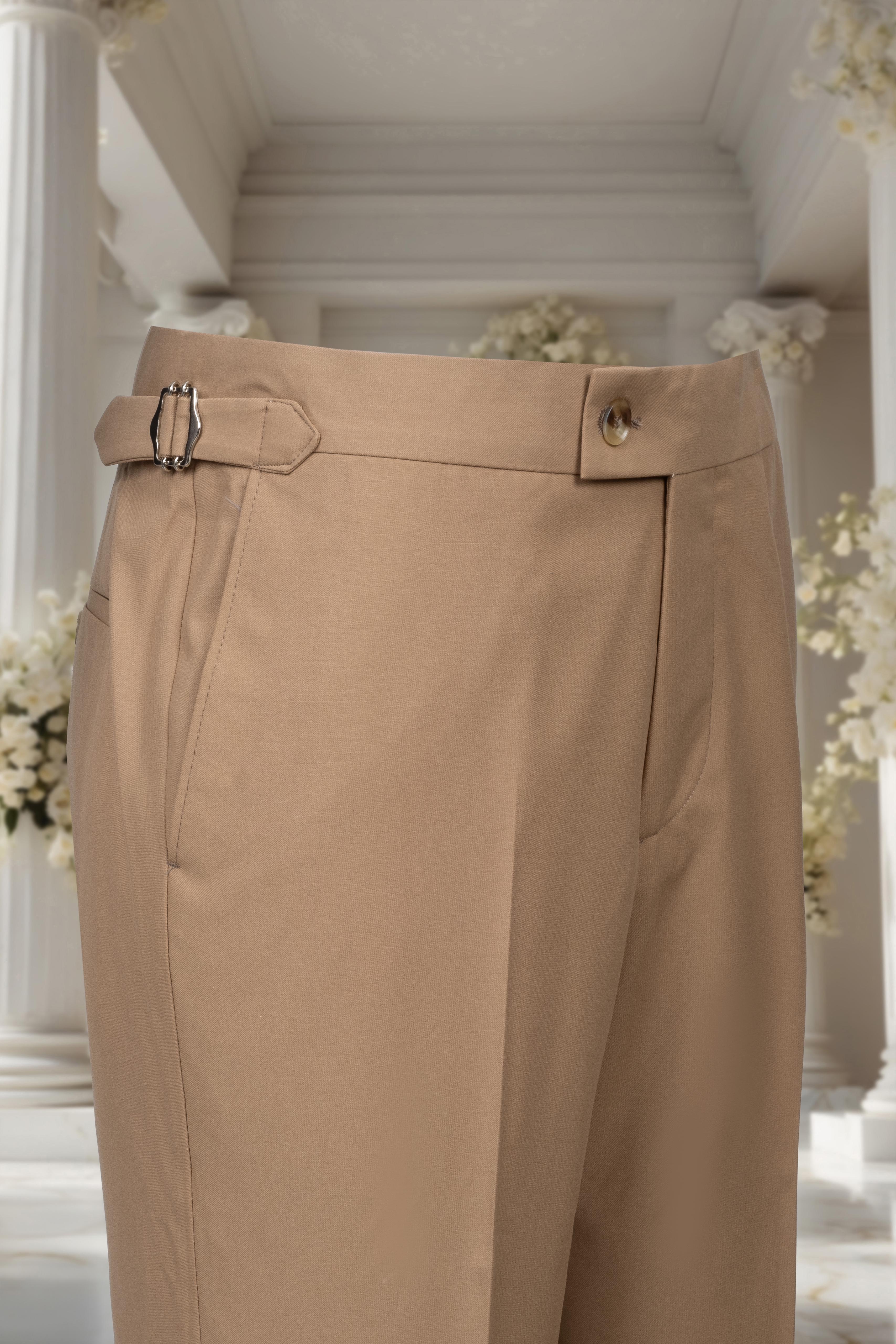 DOUBLE BREASTED SUIT BEIGE - GOLD BUTTON