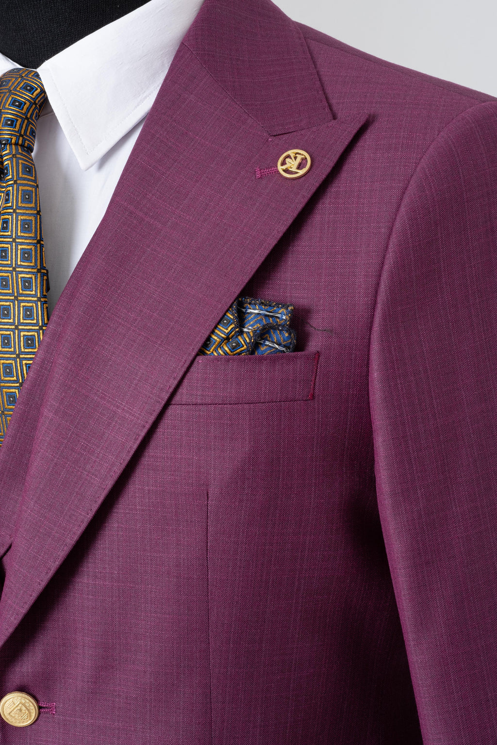 CLASSIC VEST SUIT FUCHSİA - GOLD BUTTON