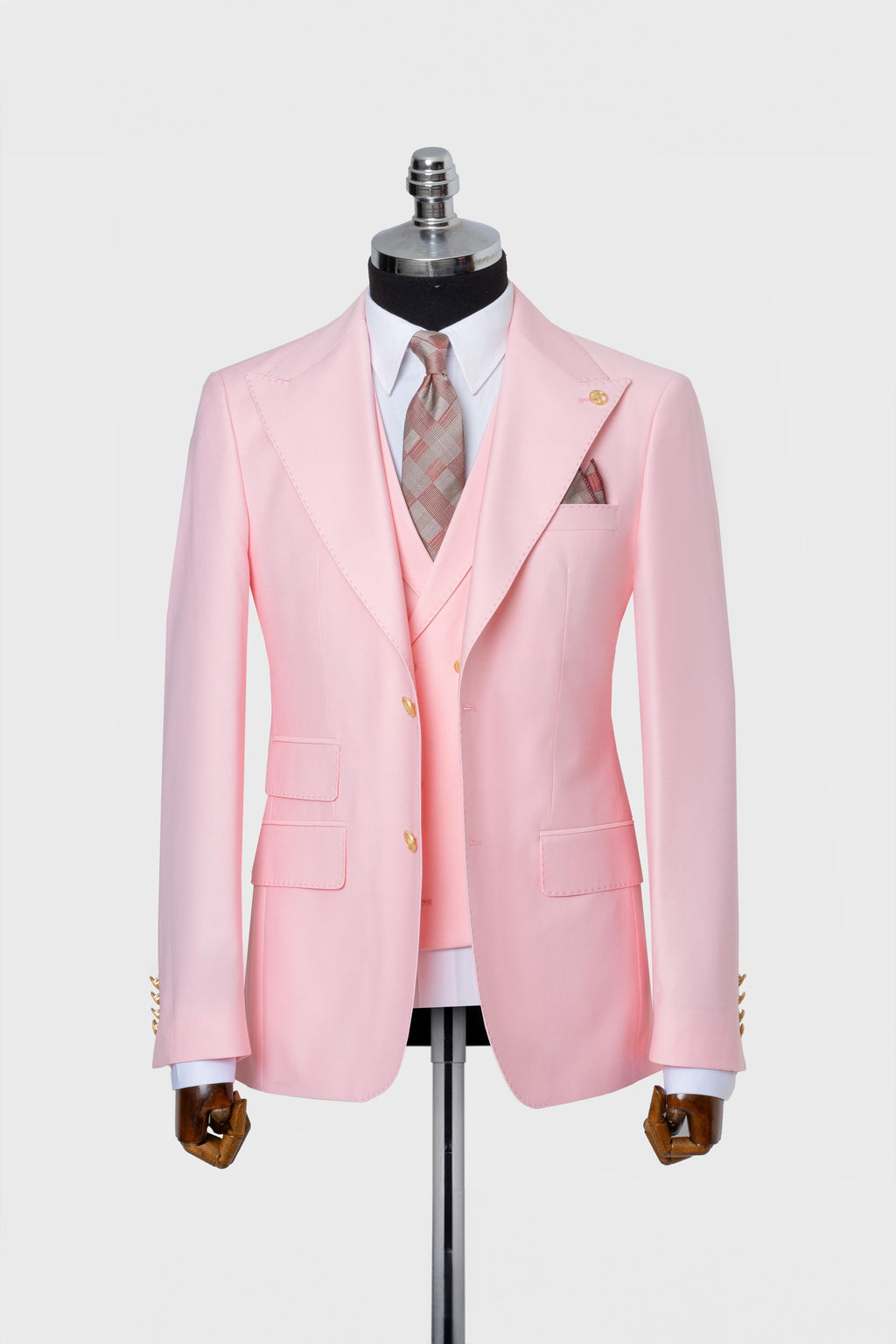 CLASSIC VEST SUIT PINK - GOLD BUTTON