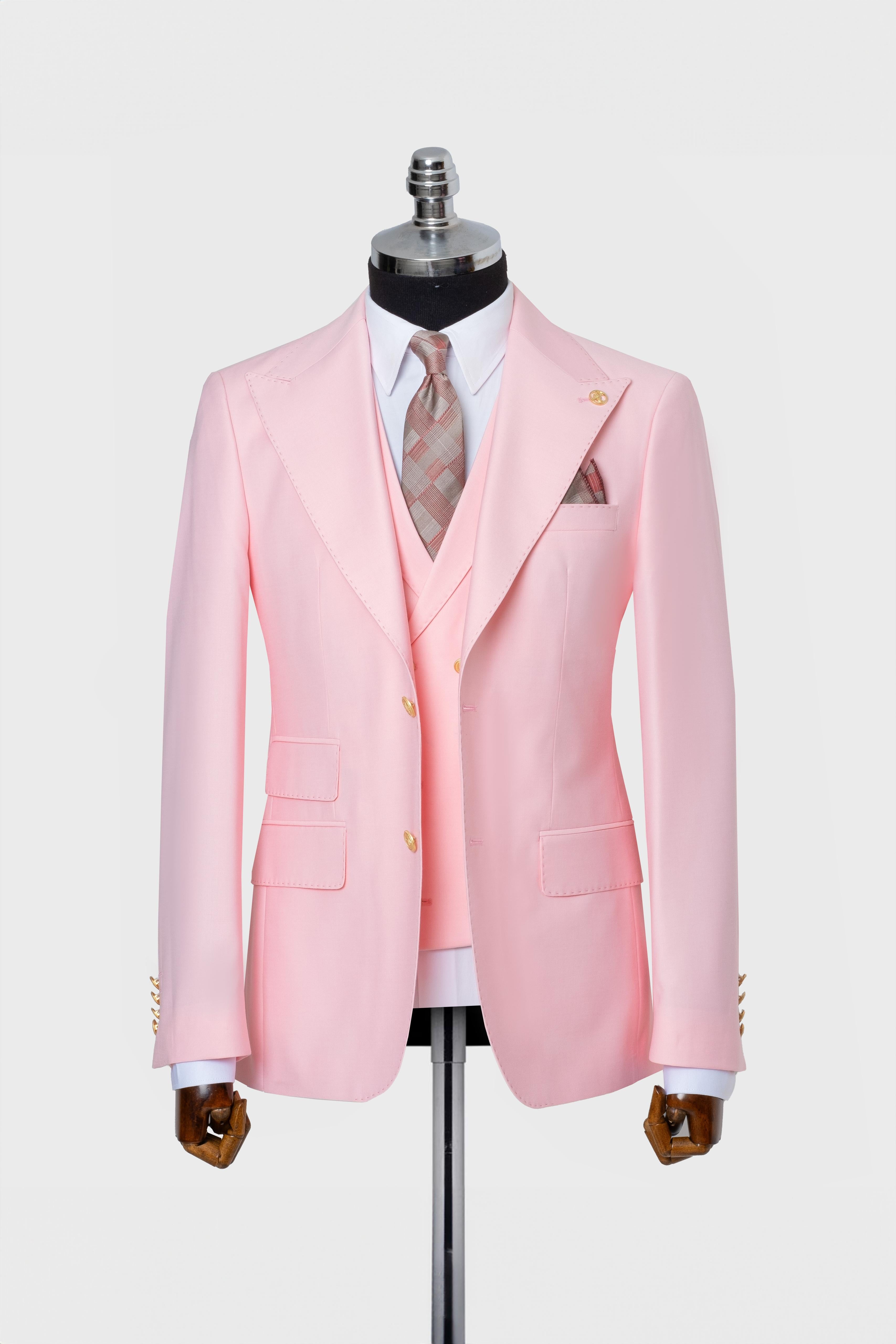 CLASSIC VEST SUIT PINK - GOLD BUTTON