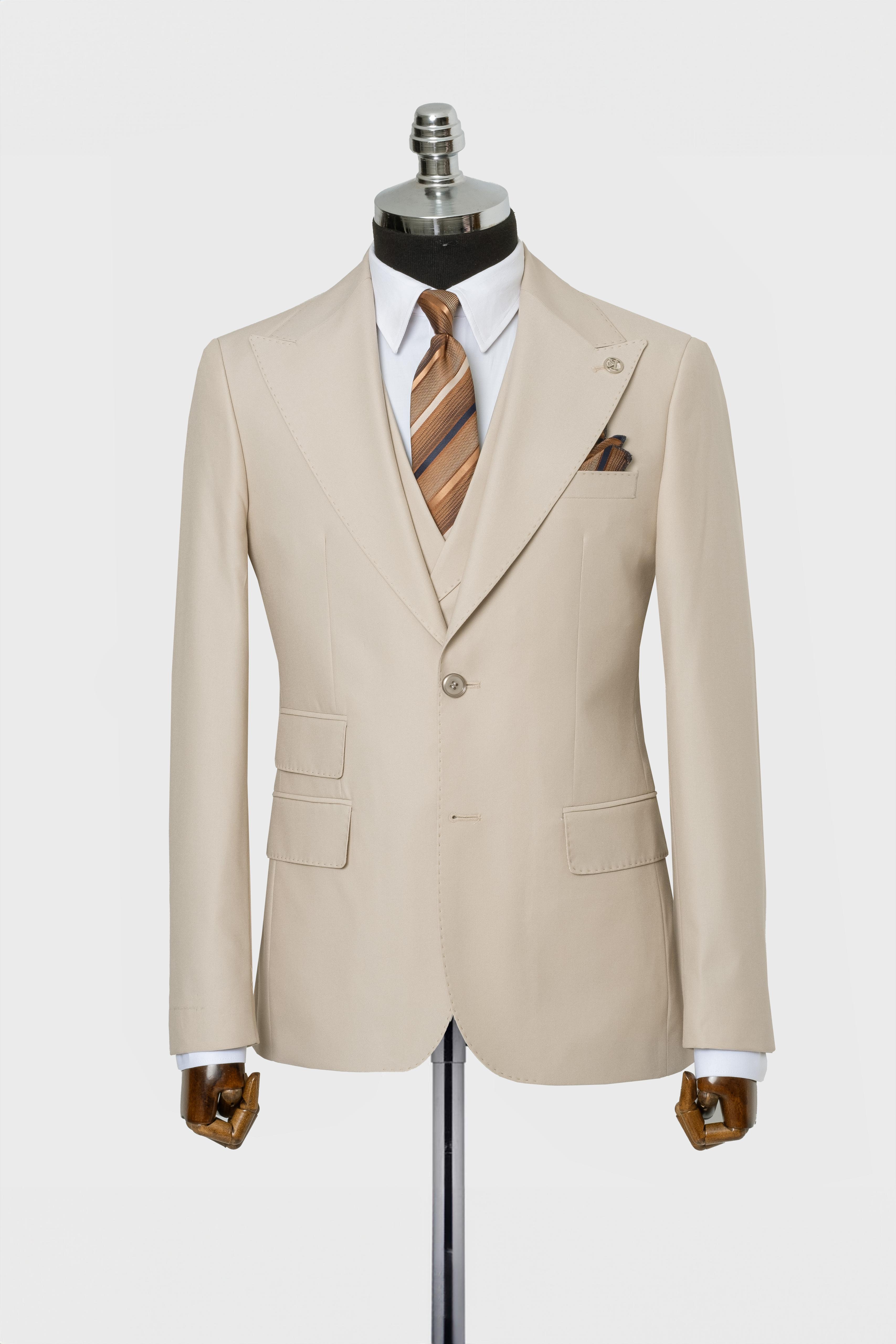 CLASSIC VEST SUIT BEIGE - GOLD BUTTON