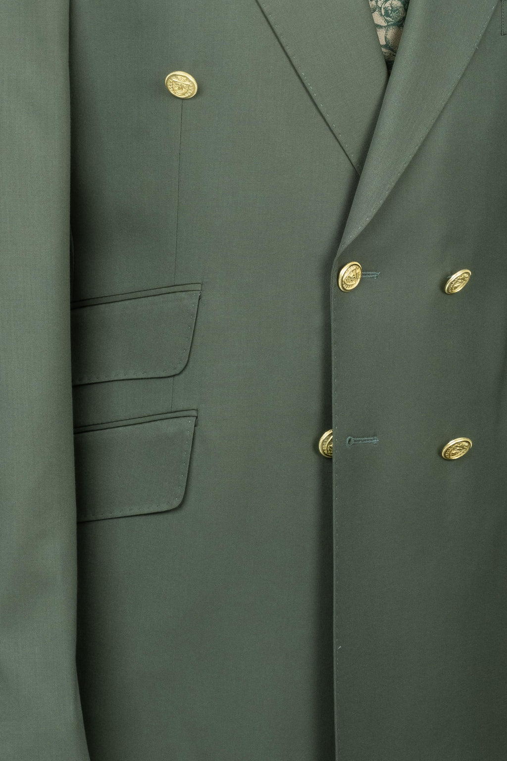 DOUBLE BREASTED SUIT GREEN - GOLD BUTTON