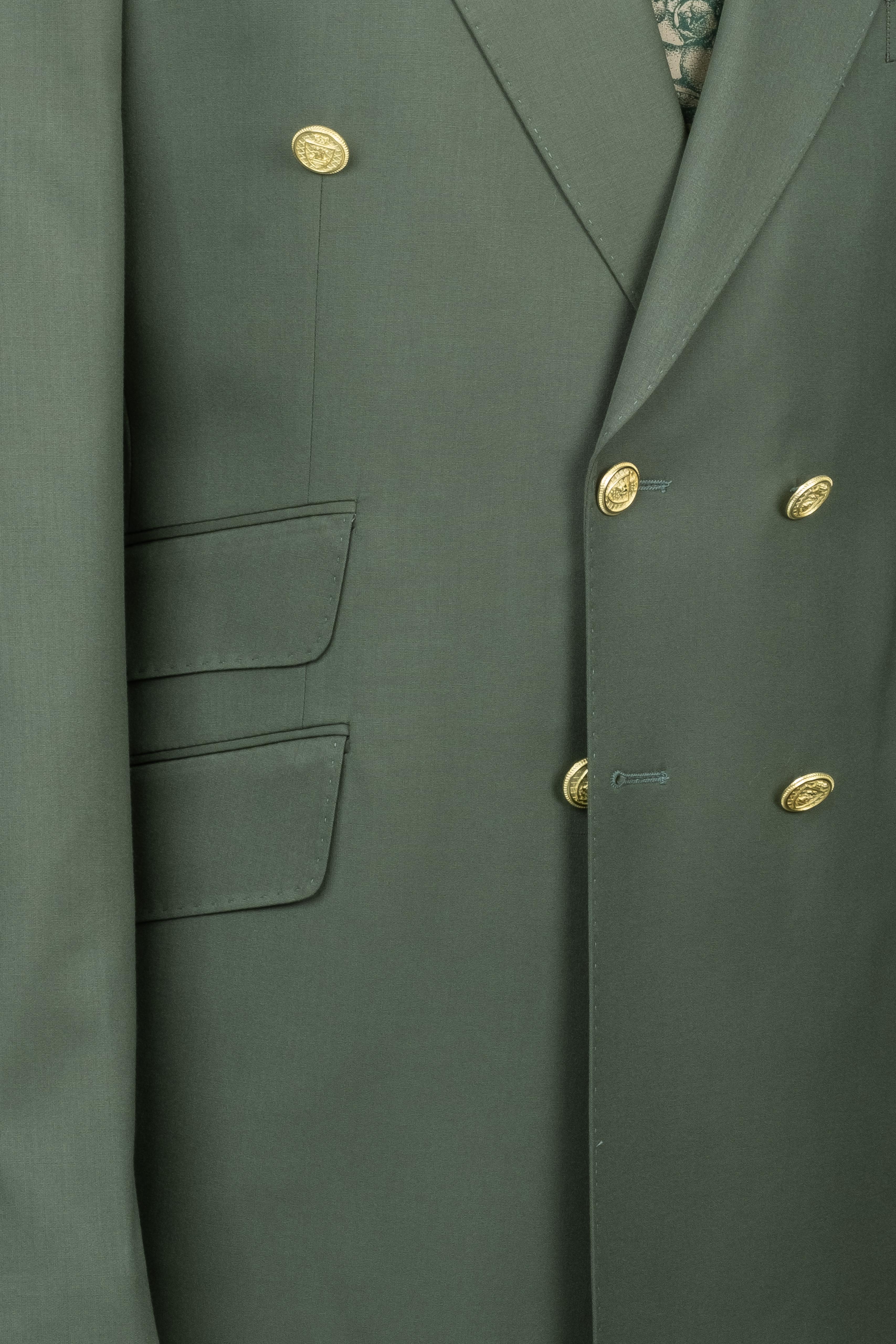 DOUBLE BREASTED SUIT GREEN - GOLD BUTTON