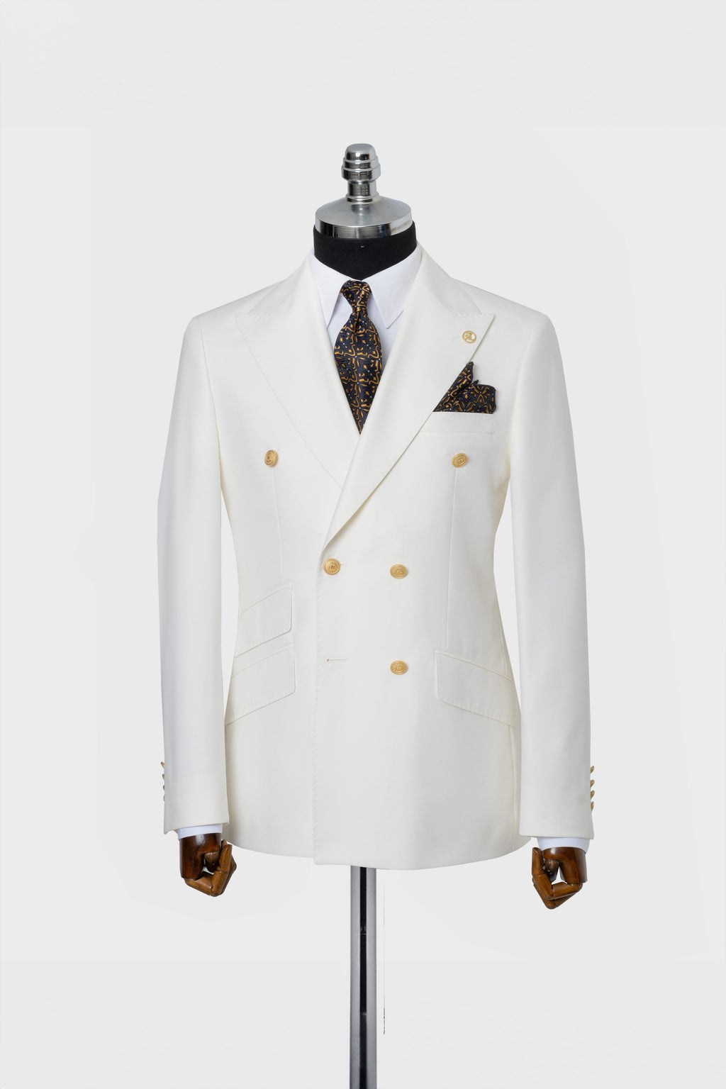 DOUBLE BREASTED SUIT WHITE - GOLD BUTTON