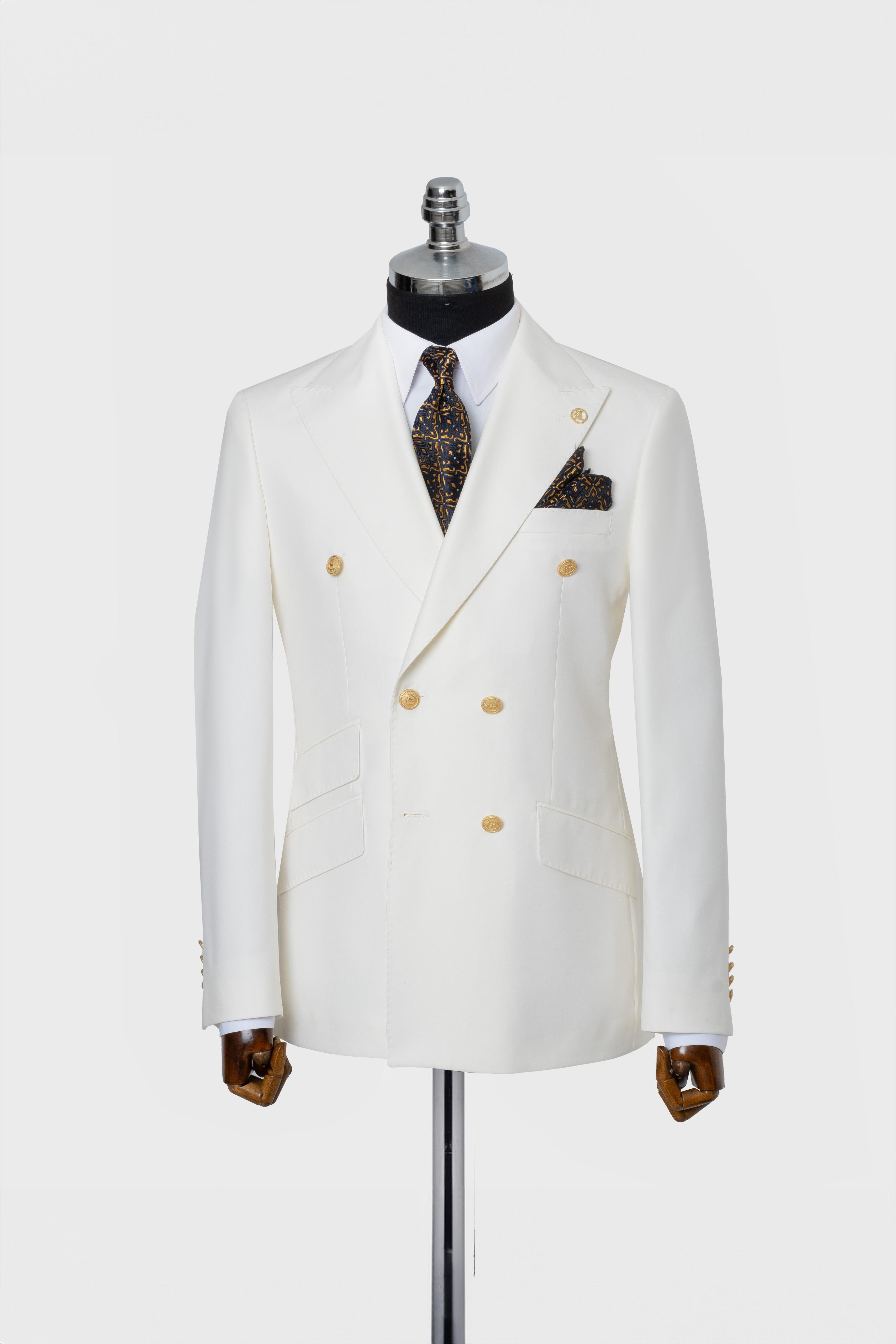 DOUBLE BREASTED SUIT WHITE - GOLD BUTTON