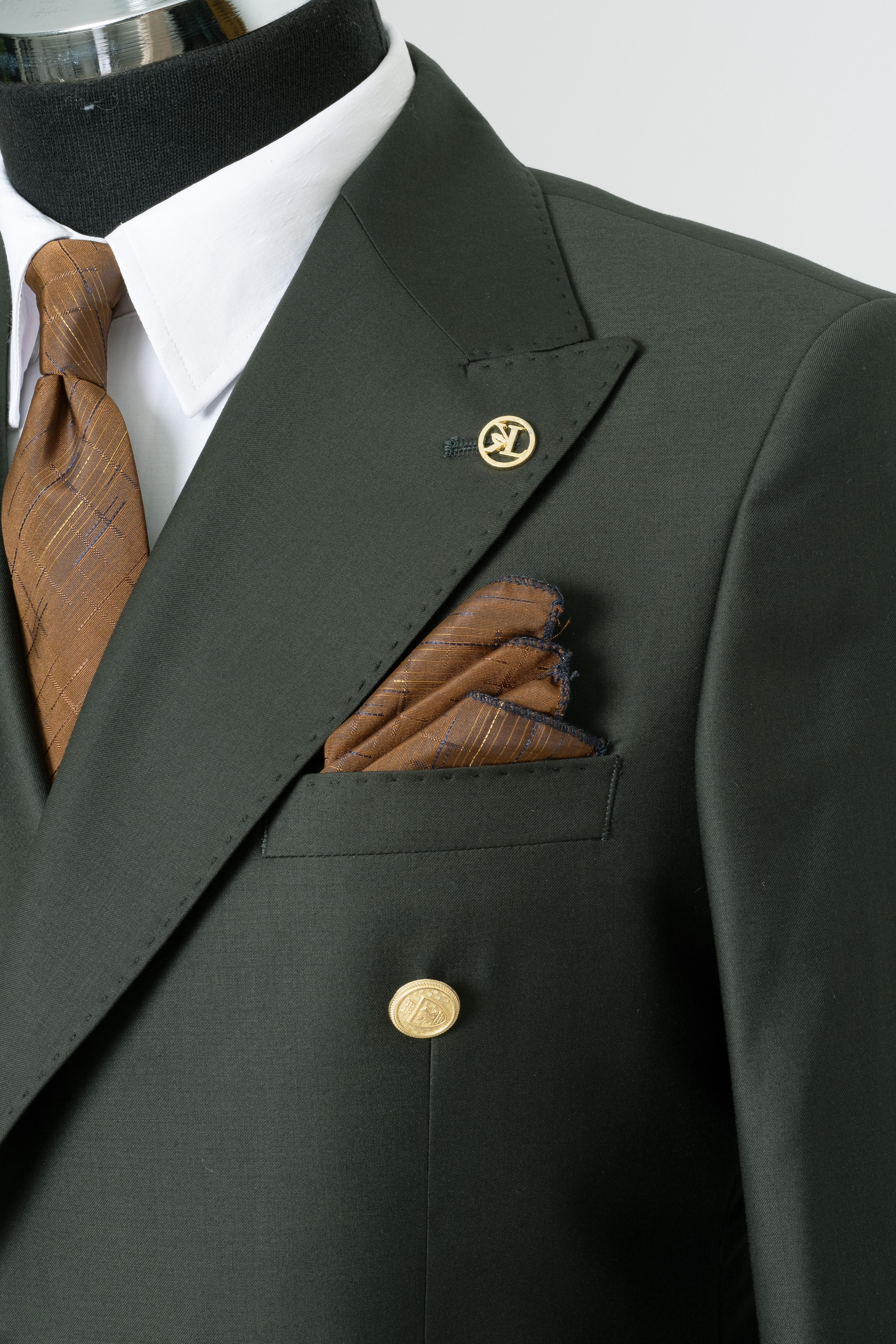 DOUBLE BREASTED SUIT GREEN - GOLD BUTTON