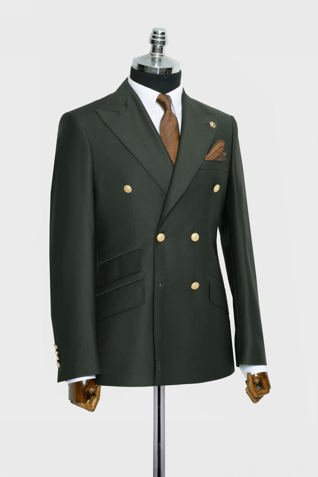 DOUBLE BREASTED SUIT GREEN - GOLD BUTTON
