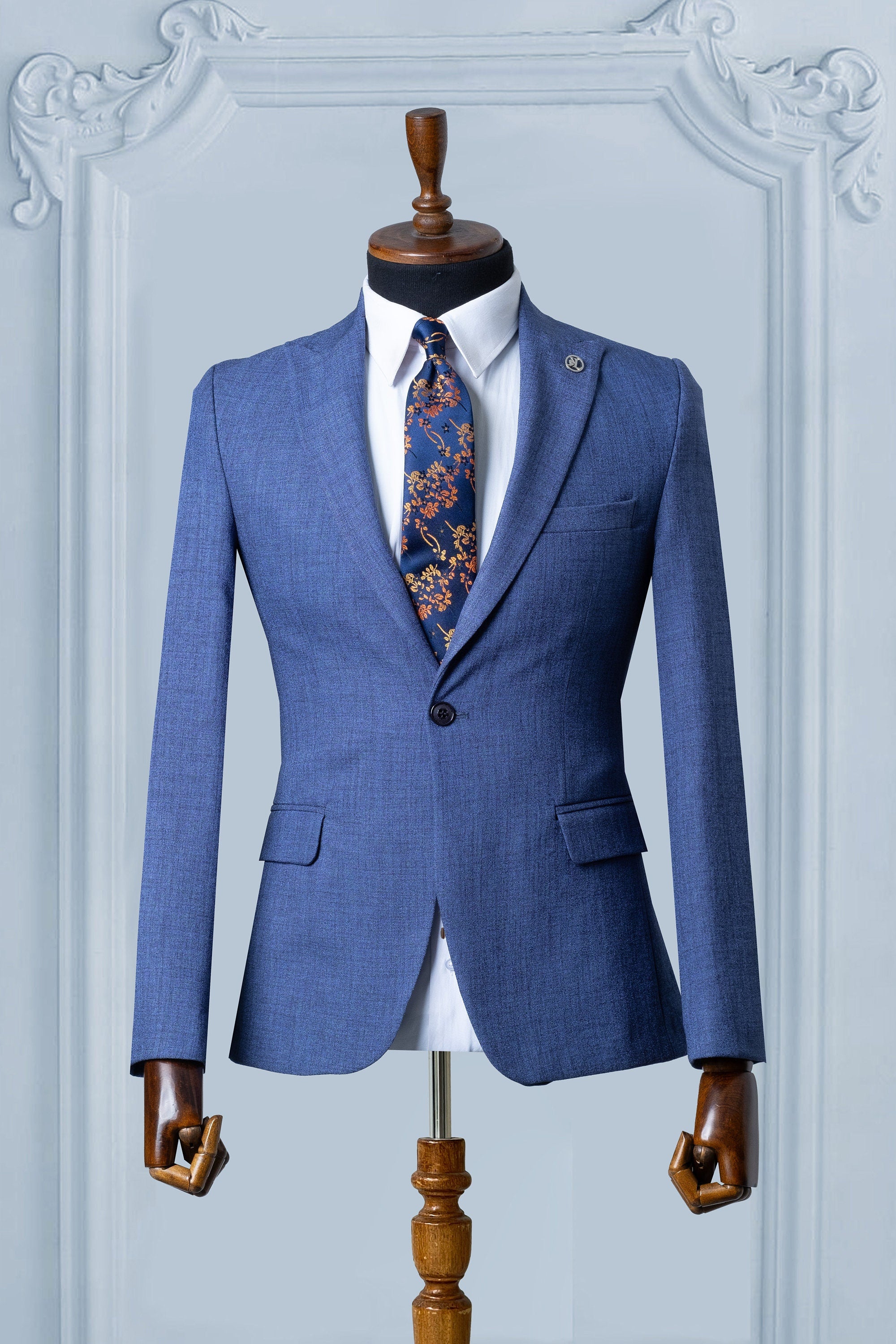 Blue Men Blazer, Slim Fit Wool Blazer, One Button Blazer, Blazer For Men, Wedding Men Blazer, Party Wear Blazer, Dinner Wear Blazer