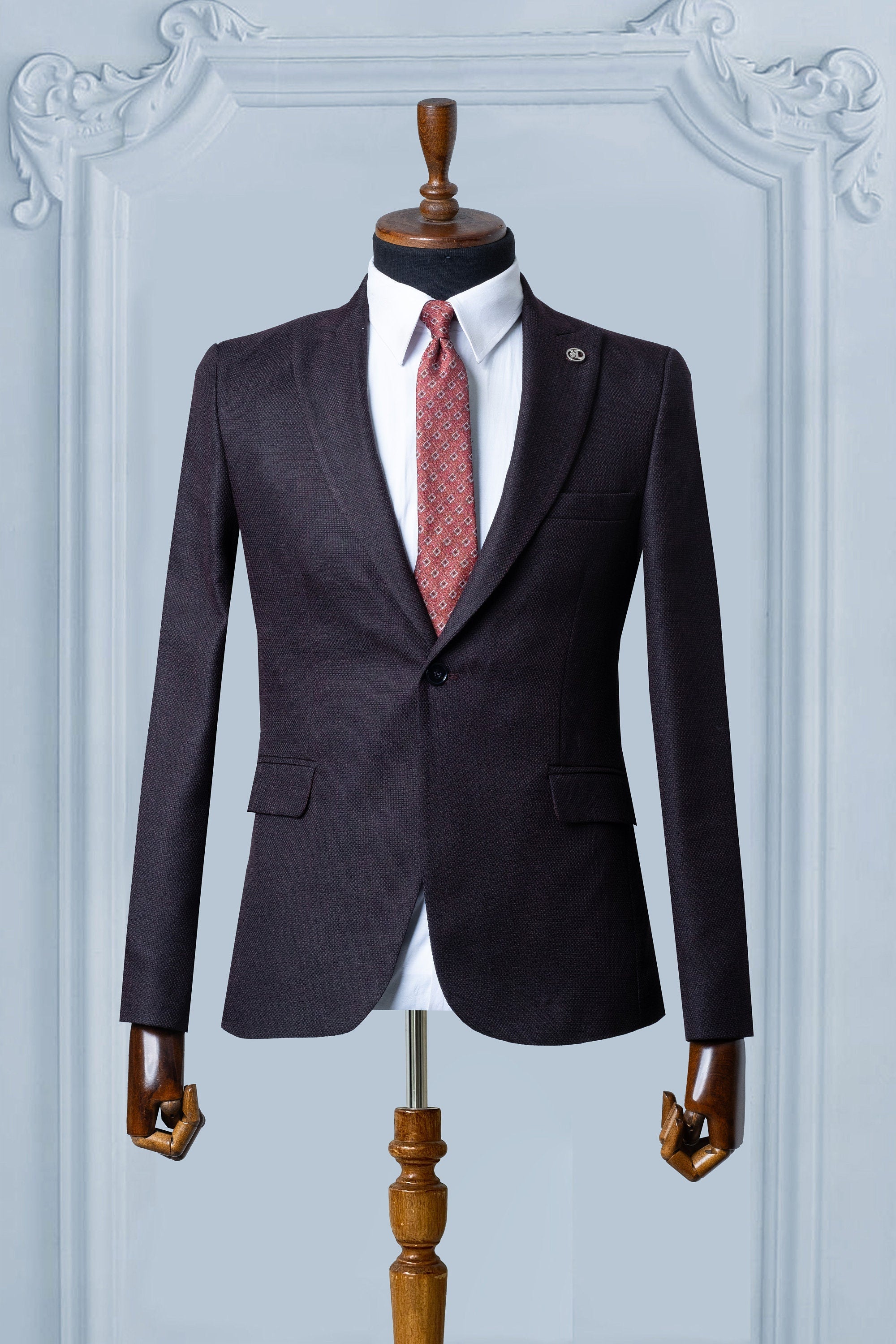 Purple Men Blazer, Slim Fit Wool Blazer, One Button Blazer, Blazer For Men, Wedding Men Blazer, Party Wear Blazer, Dinner Wear Blazer