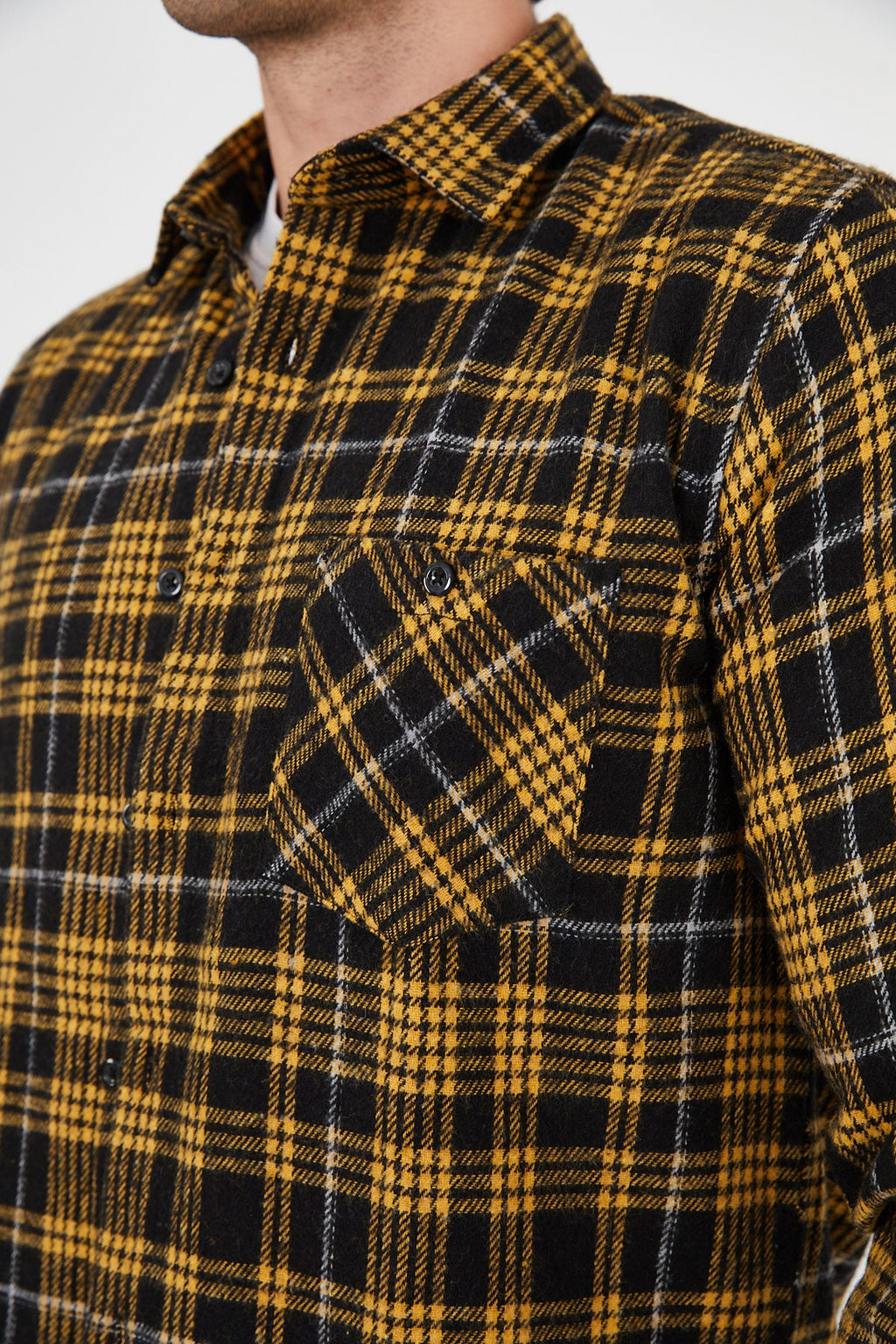Unisex Oversized Yellow Plaid Lumberjack Jacket Shirt for Winter
