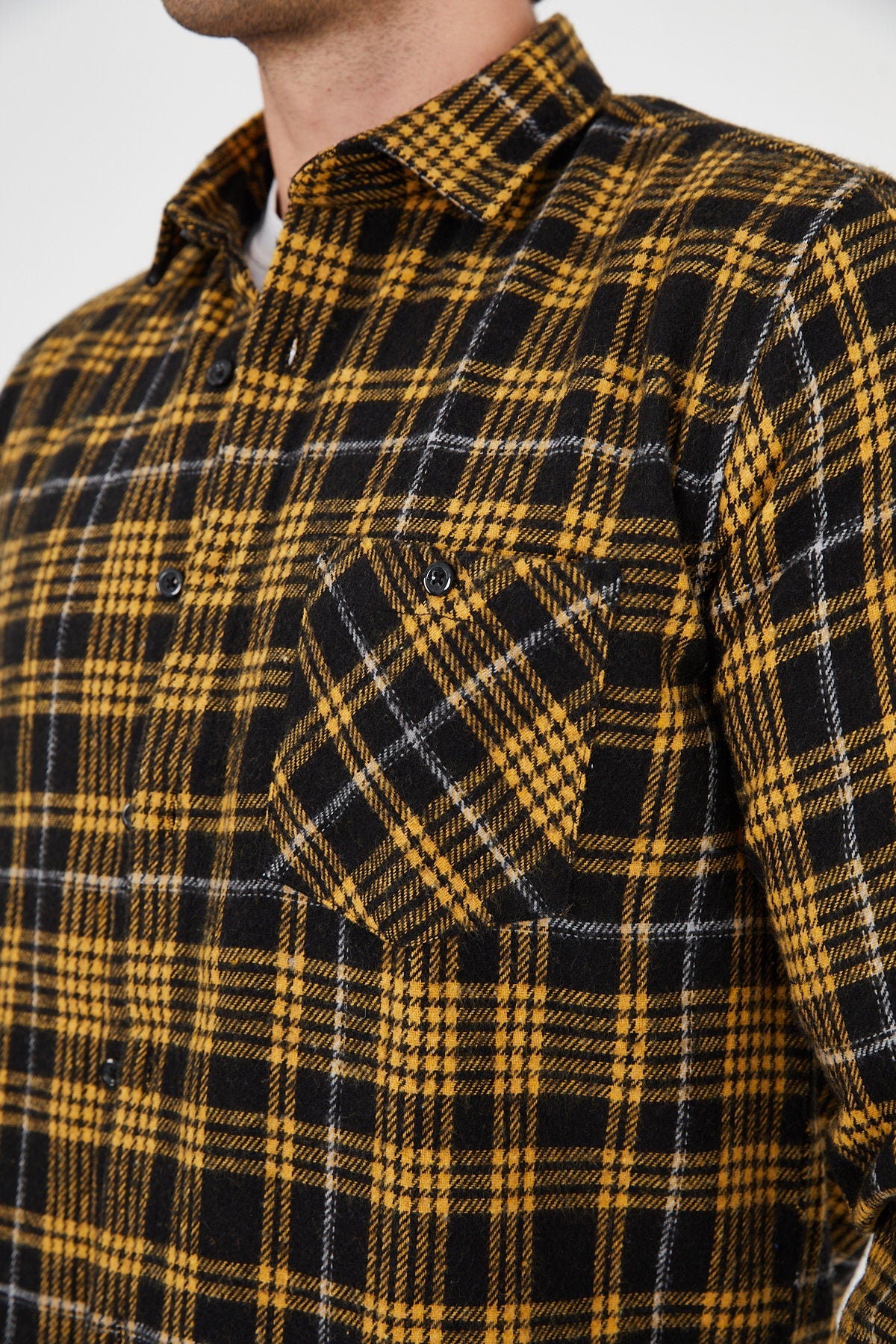 Unisex Oversized Yellow Plaid Lumberjack Jacket Shirt for Winter