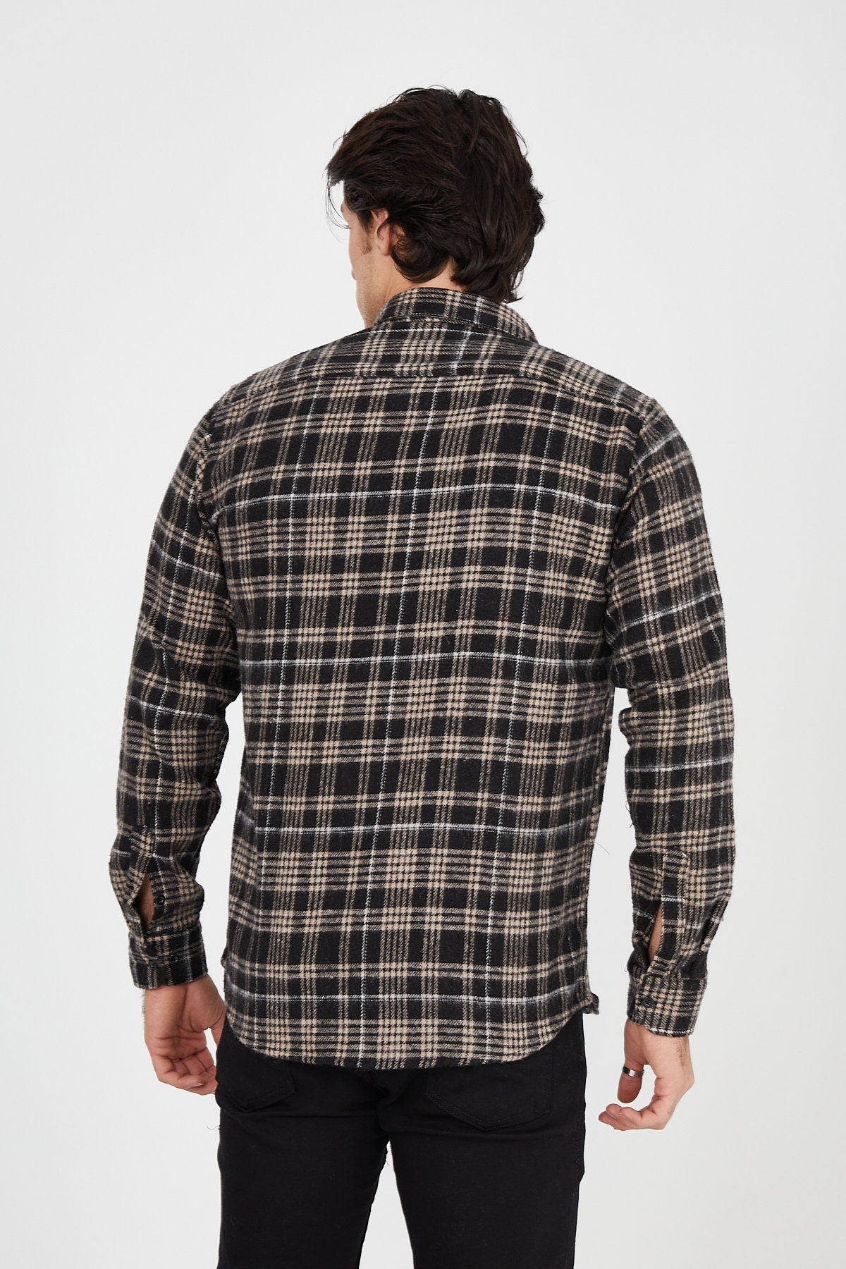 Unisex Oversized Brown Plaid Lumberjack Jacket Shirt for Winter