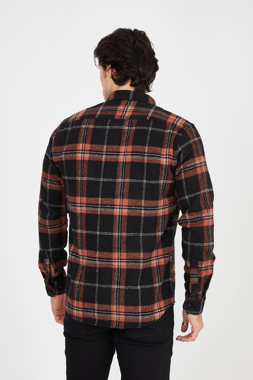 Unisex Oversized Orange Plaid Lumberjack Jacket Shirt for Winter