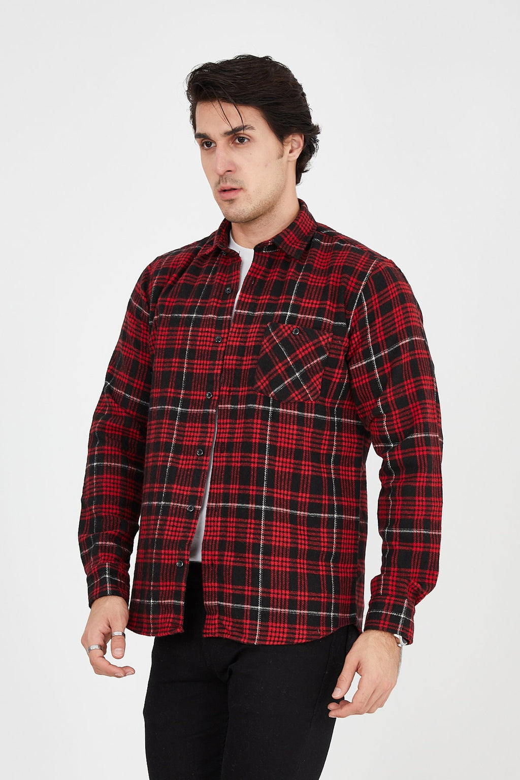 Unisex Oversized Red Plaid Lumberjack Jacket Shirt for Winter