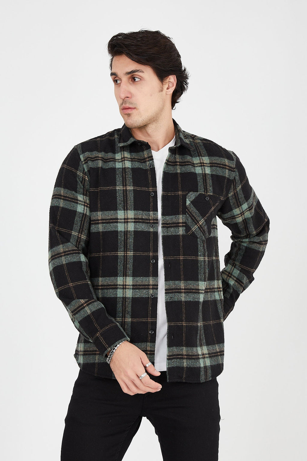 Unisex Oversized Green Plaid Lumberjack Jacket Shirt for Winter