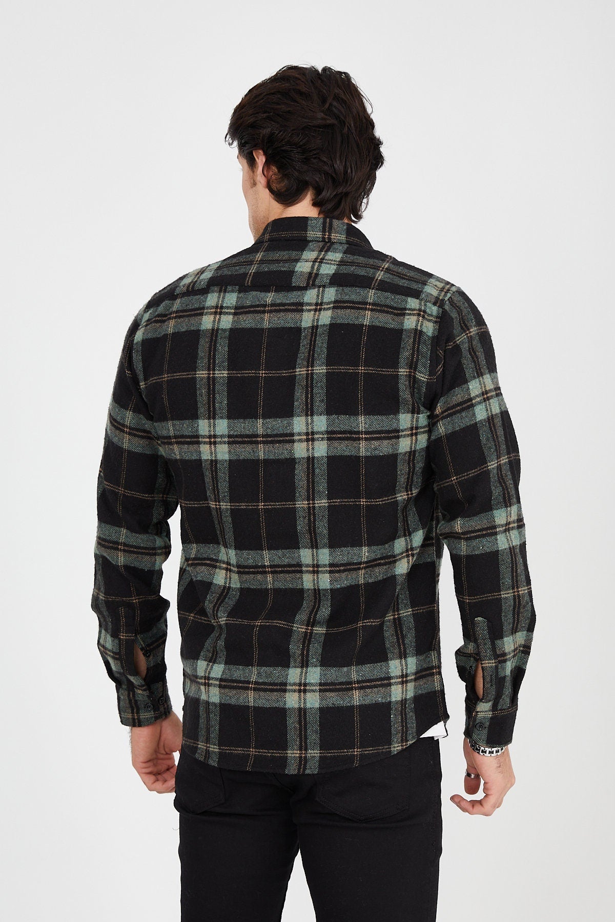 Unisex Oversized Green Plaid Lumberjack Jacket Shirt for Winter